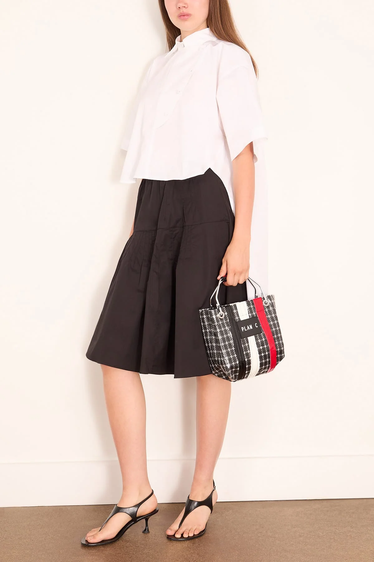 Poplin Cotton Skirt in Black - Image 2