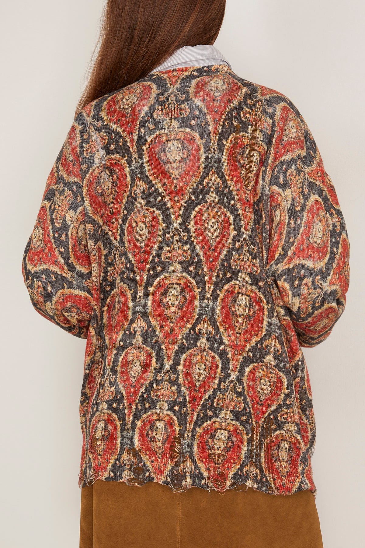 Printed Boyfriend Cardigan in Black/Red Multicolor - Image 4