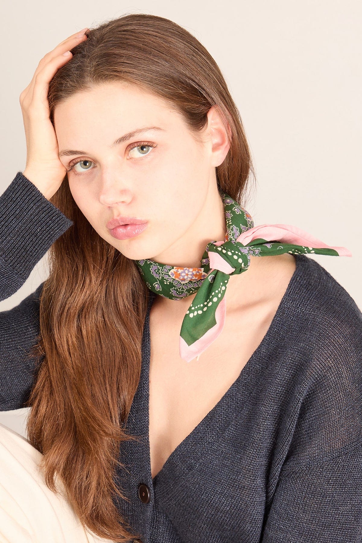 Provencal Paisley Print Bandana in Croft Green - Image 2