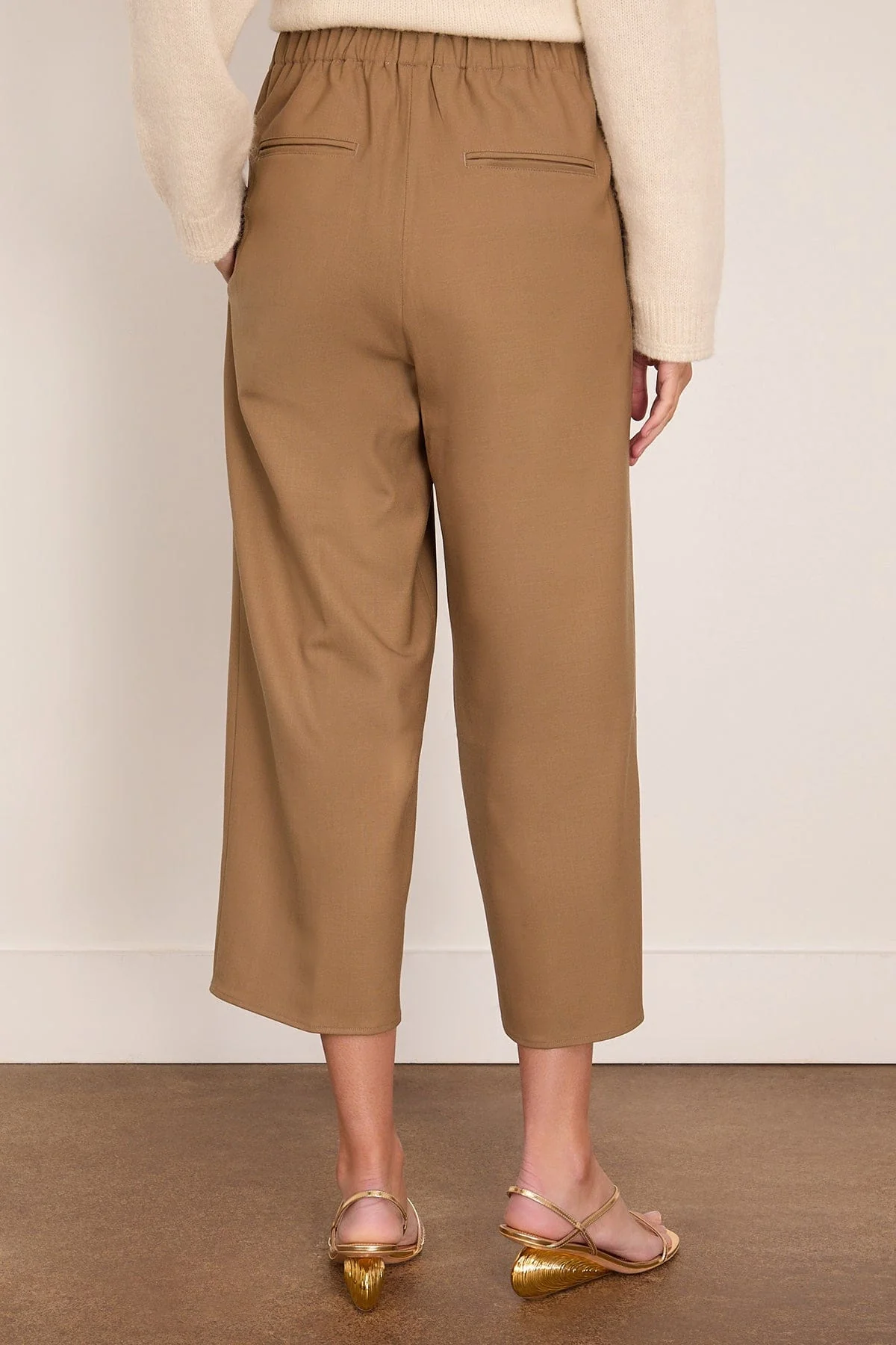 Pull On Wide Leg Crop Pant in Caramel - Image 4