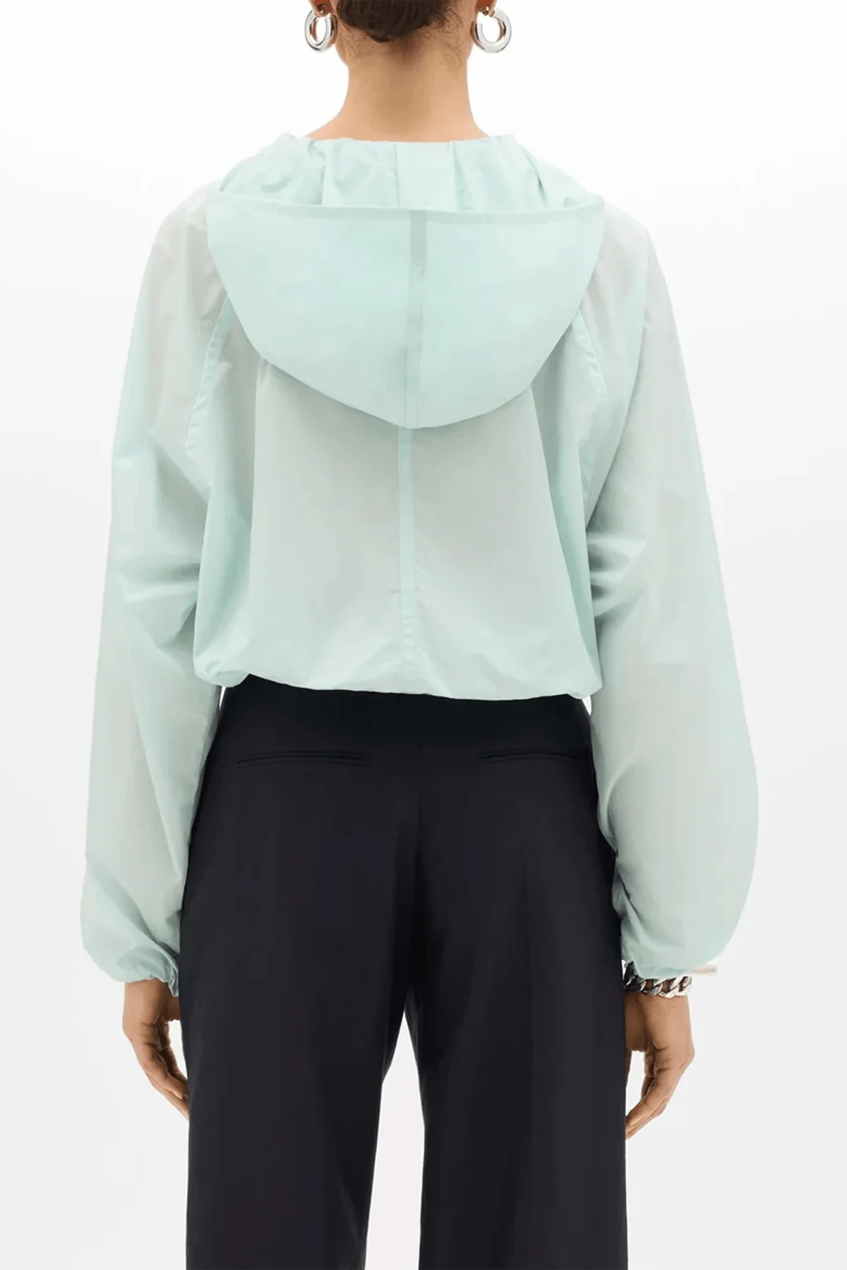 Recycled Nylon Short Blouson in Aquamarine - Image 4