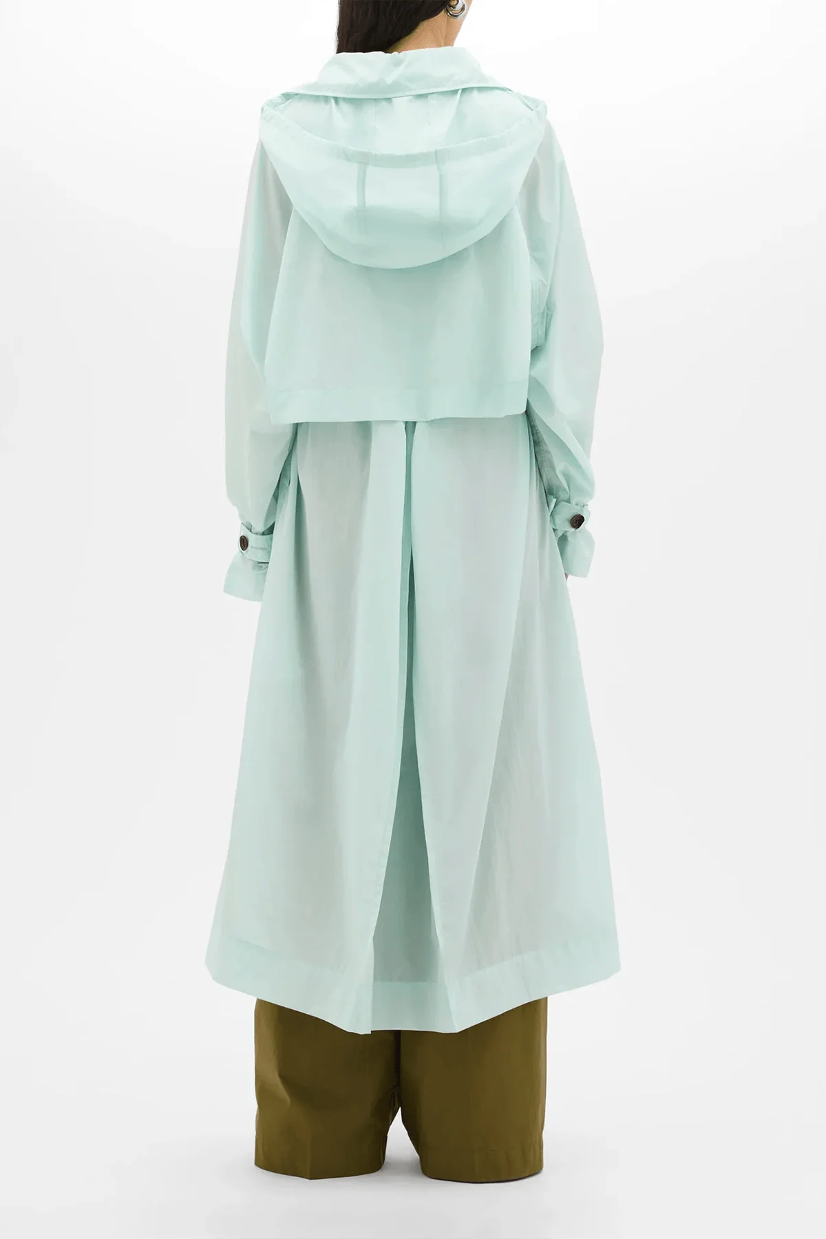 Recycled Nylon Trench in Aquamarine - Image 4
