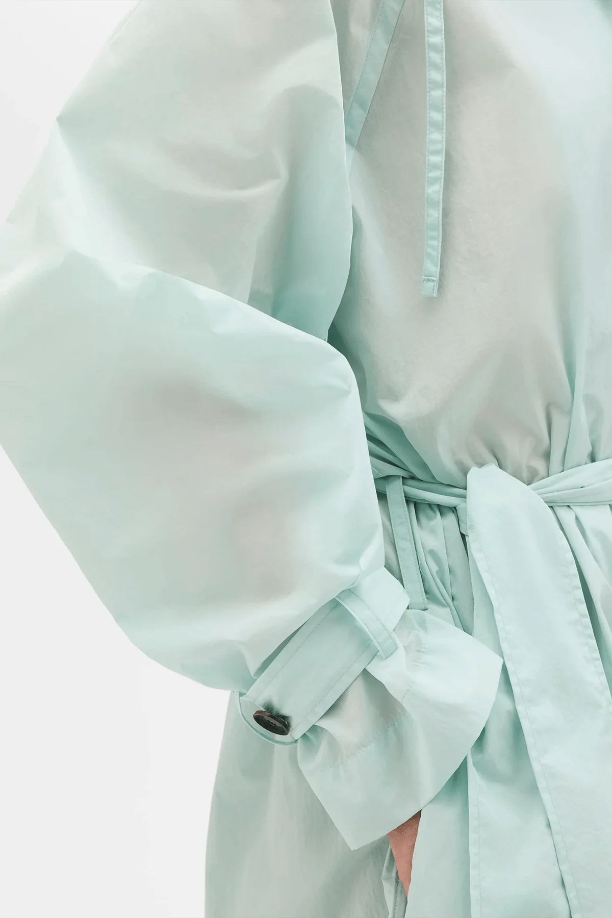 Recycled Nylon Trench in Aquamarine - Image 5