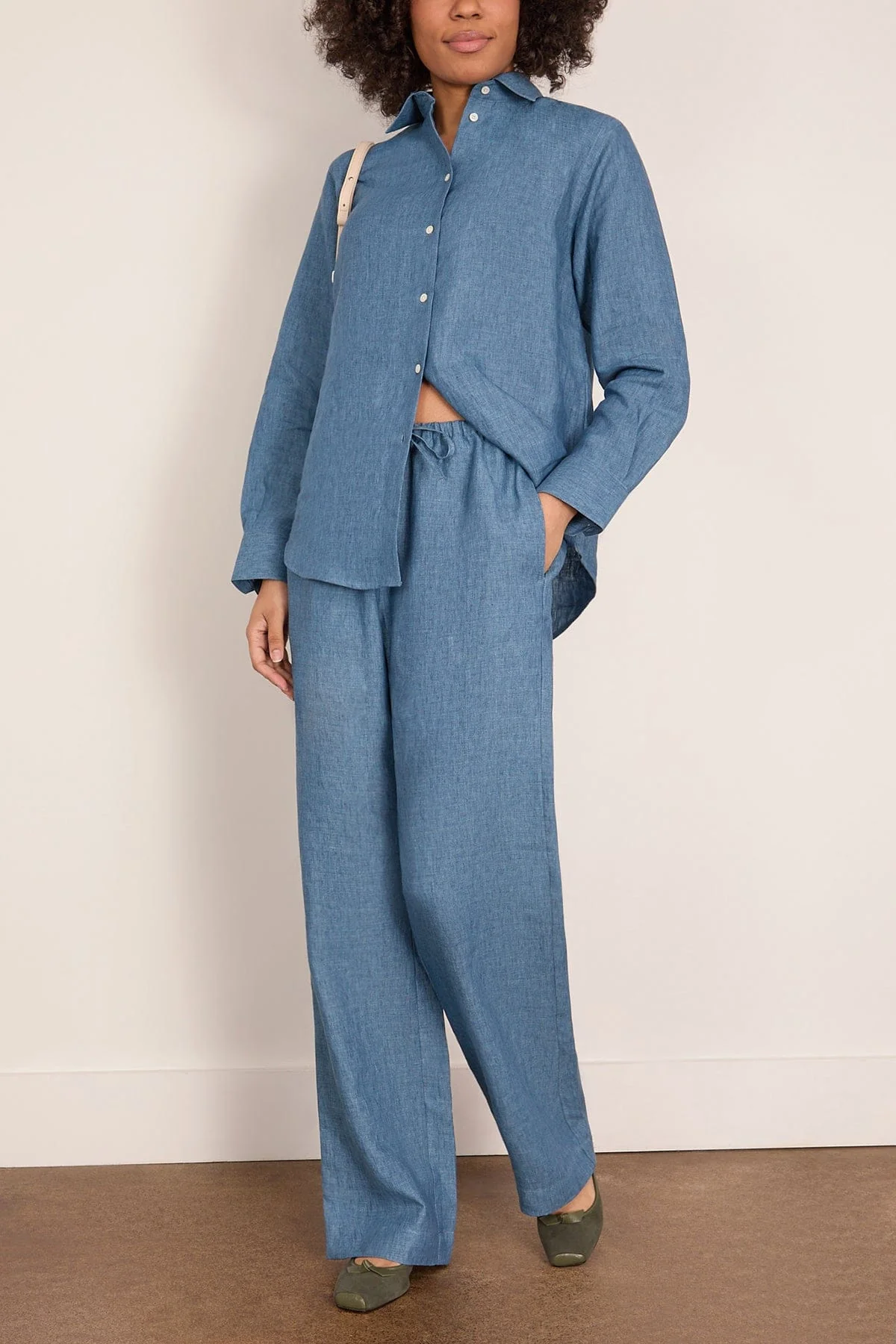 Relaxed Linen Trousers in Ocean Blue - Image 2