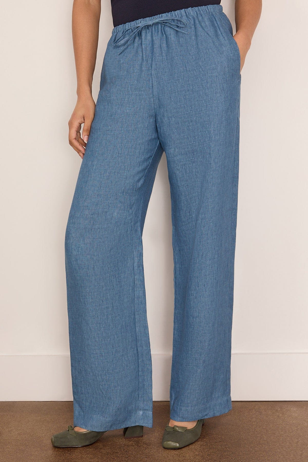 Relaxed Linen Trousers in Ocean Blue - Image 3