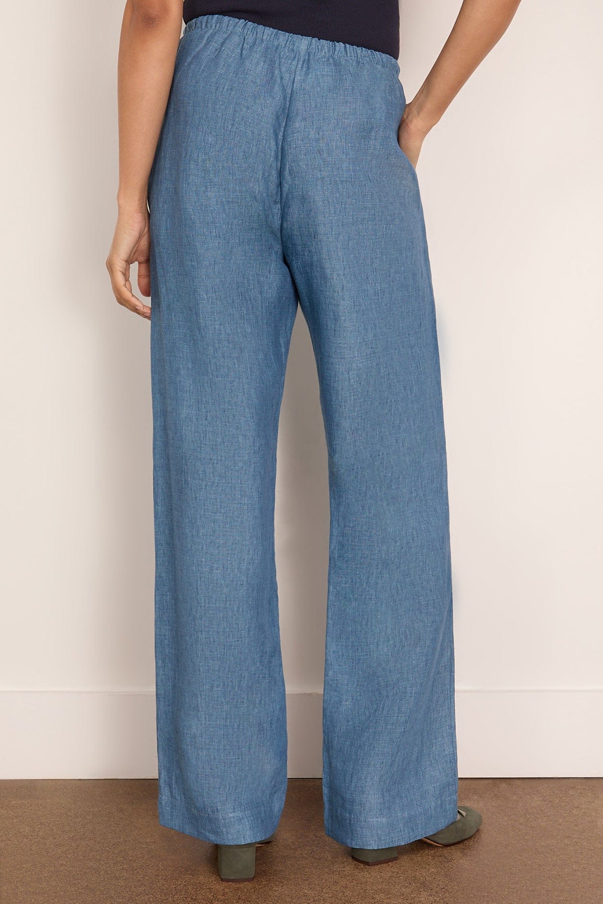 Relaxed Linen Trousers in Ocean Blue - Image 4