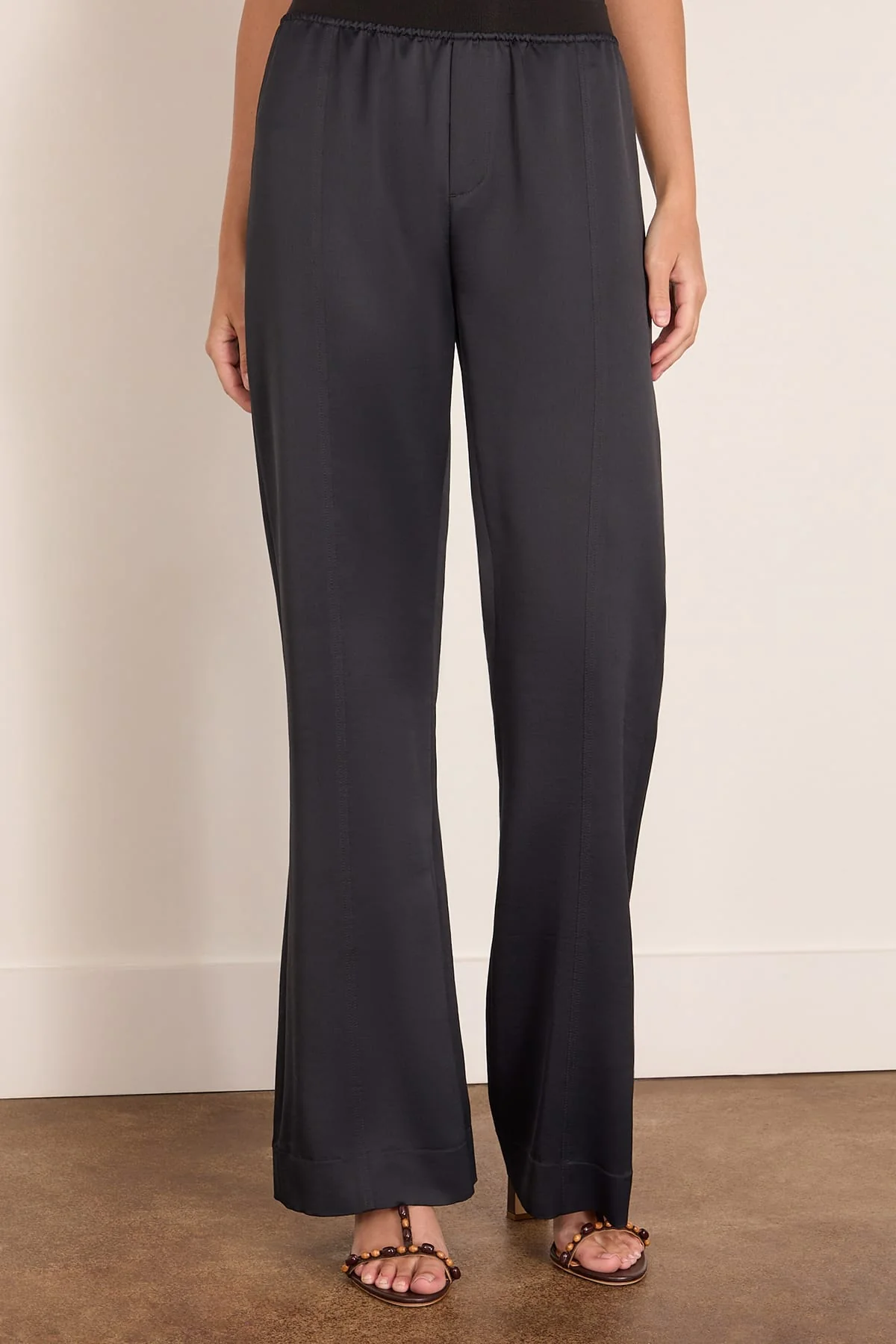 Relaxed Satin Trouser in Black - Image 3