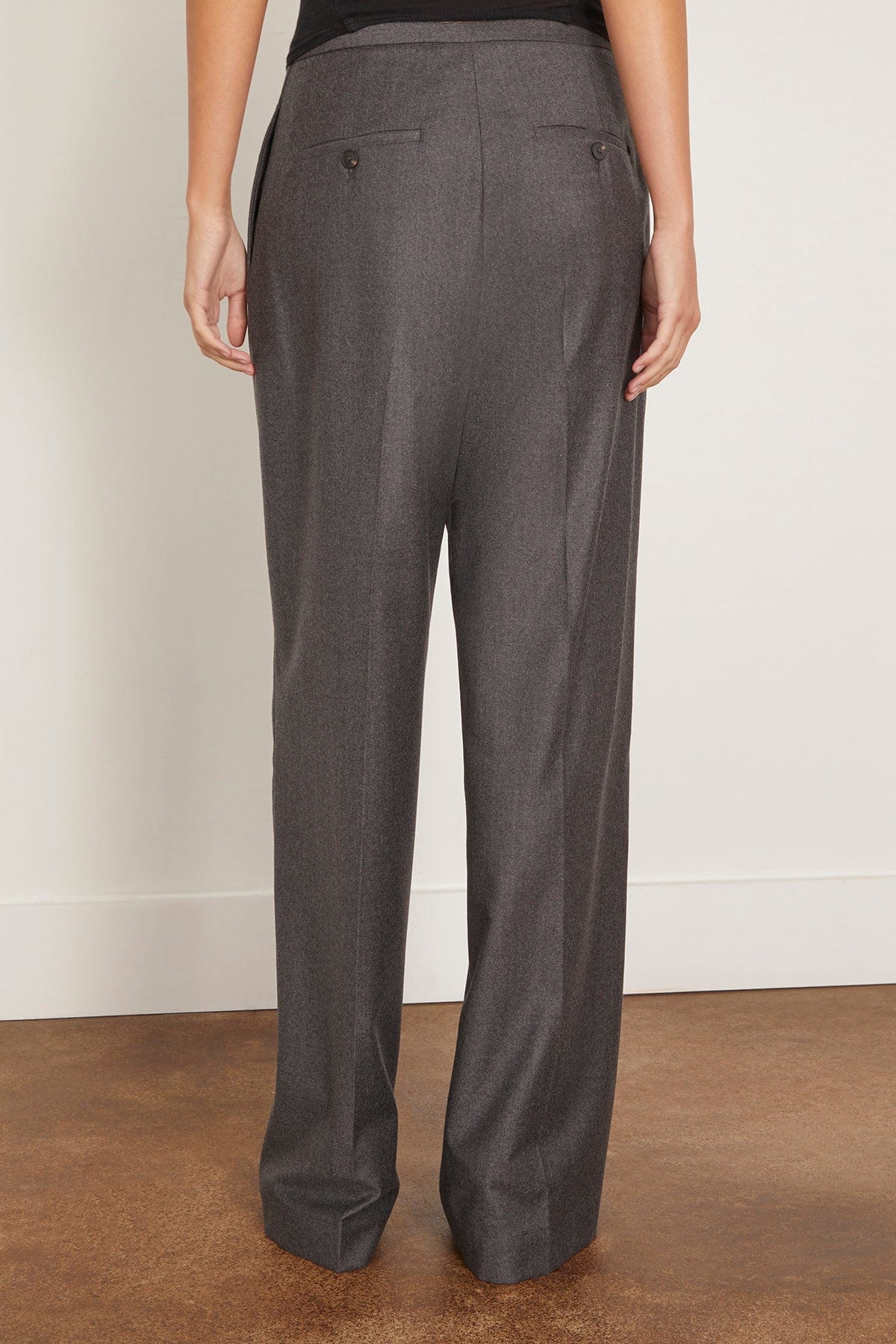 Relaxed Soft Wool Trousers in Dark Grey Melange - Image 4