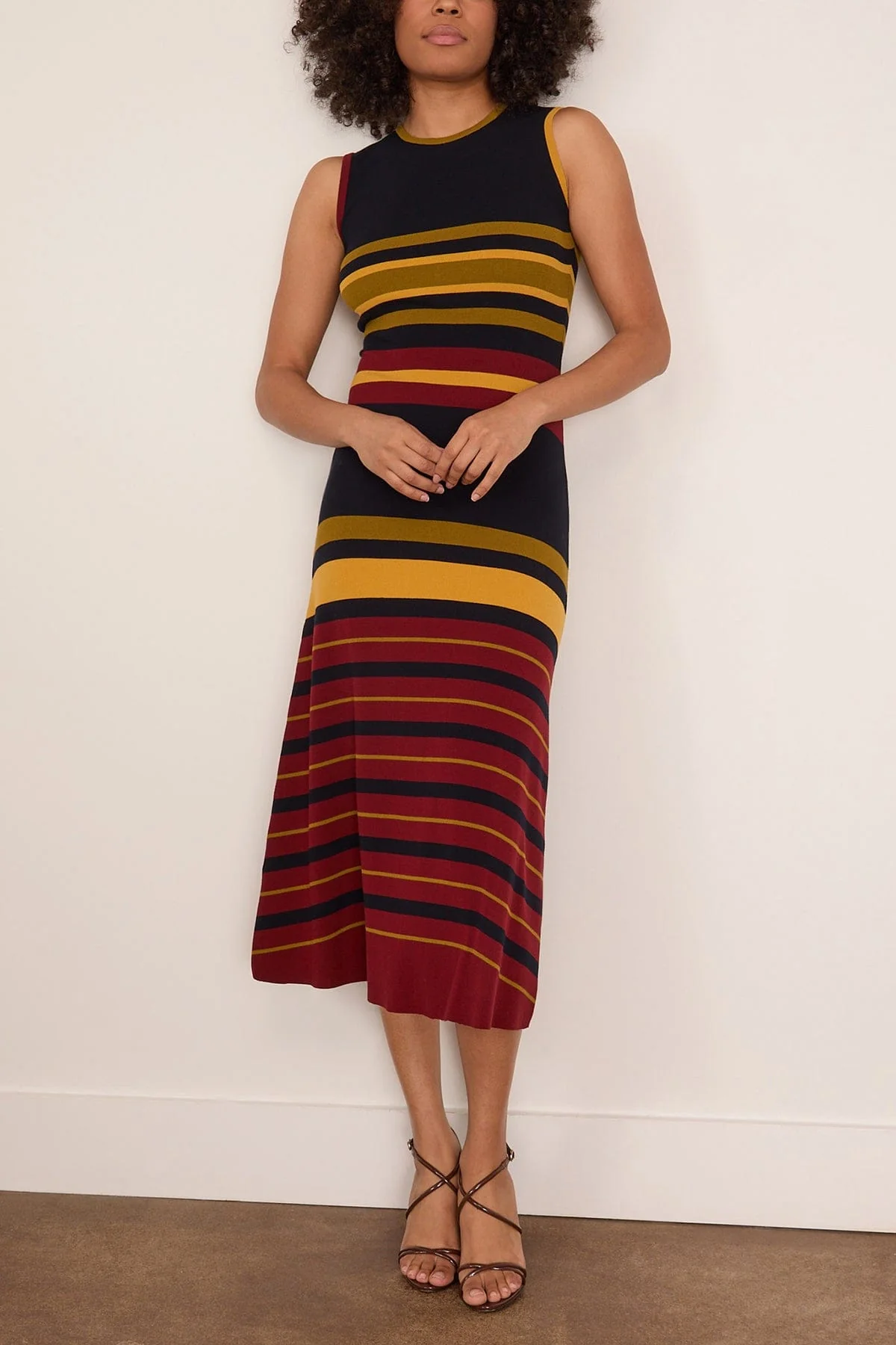 Rian Knitted Open Back Dress in Multi Stripes - Image 3