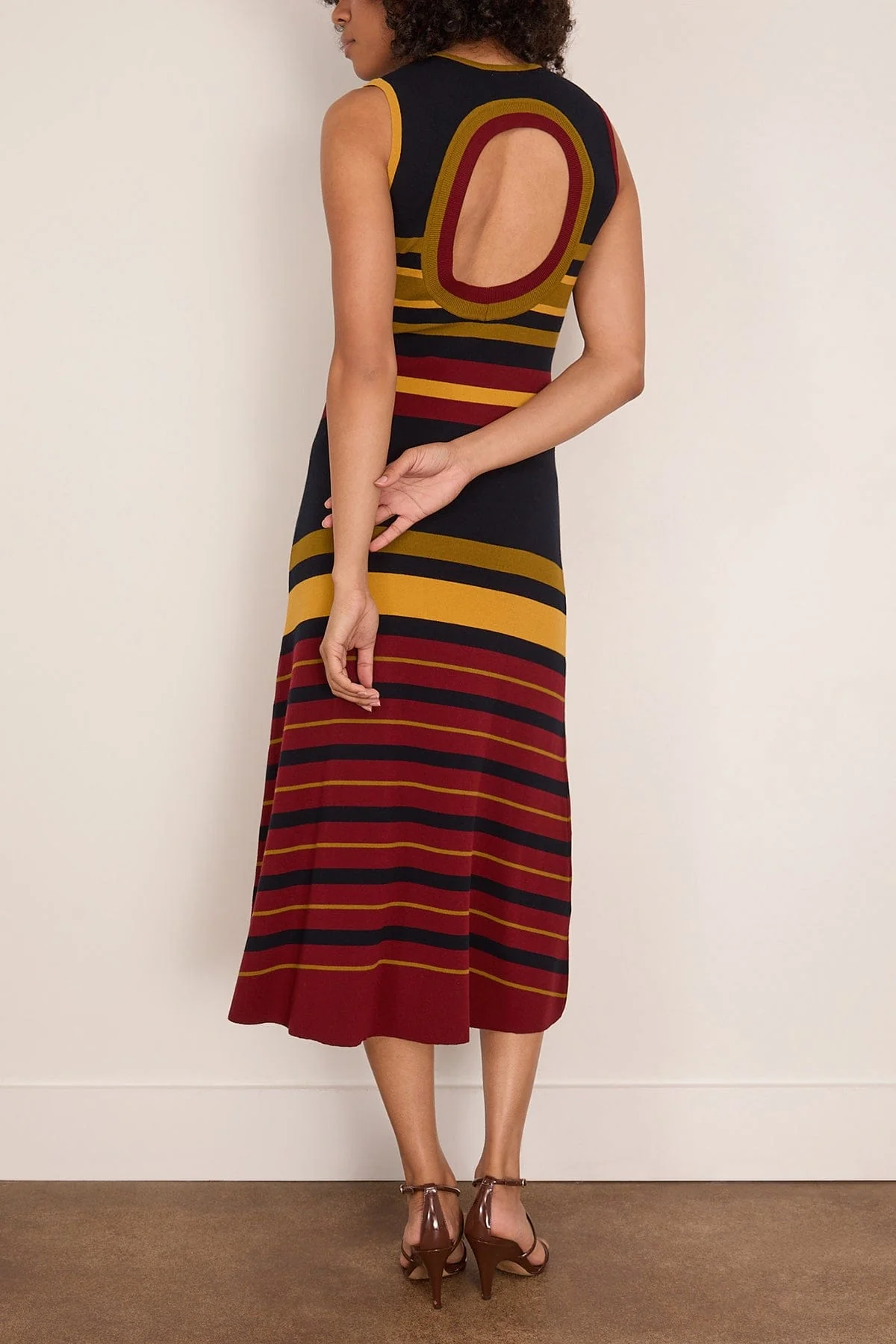 Rian Knitted Open Back Dress in Multi Stripes - Image 4