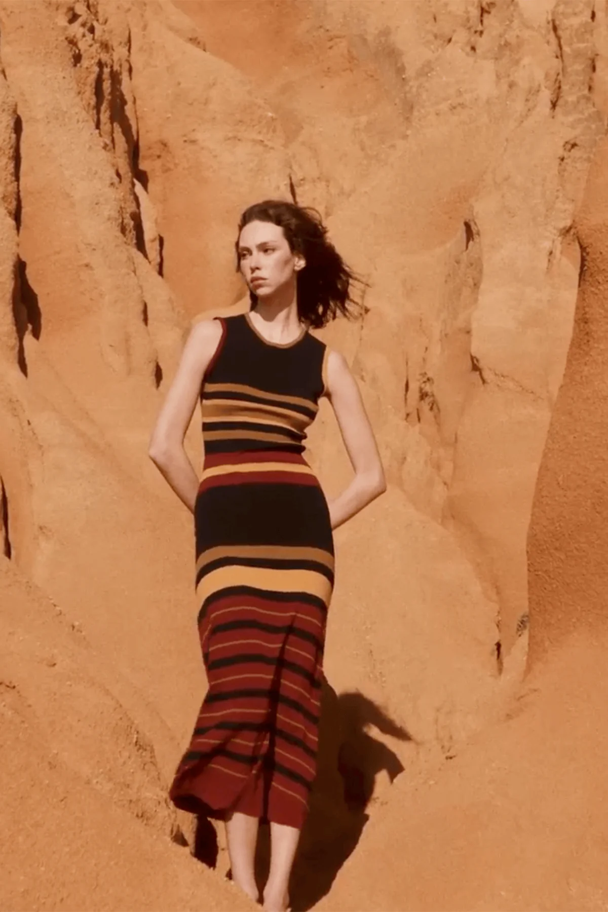 Rian Knitted Open Back Dress in Multi Stripes - Image 5