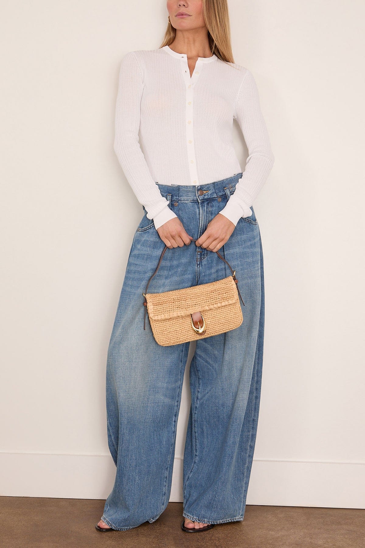Ribbed Sweater Slim Cardigan in White - Image 2