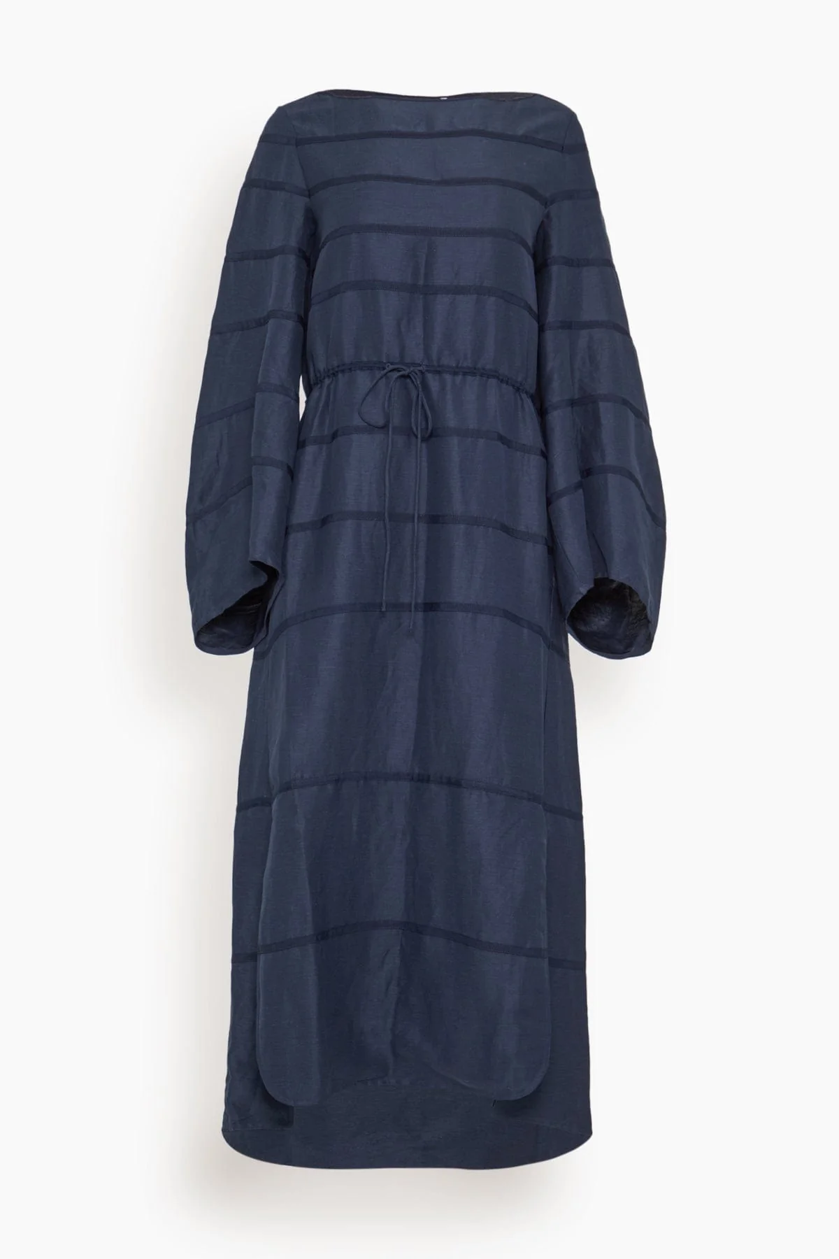 Ribbon Caftan Dress in Navy