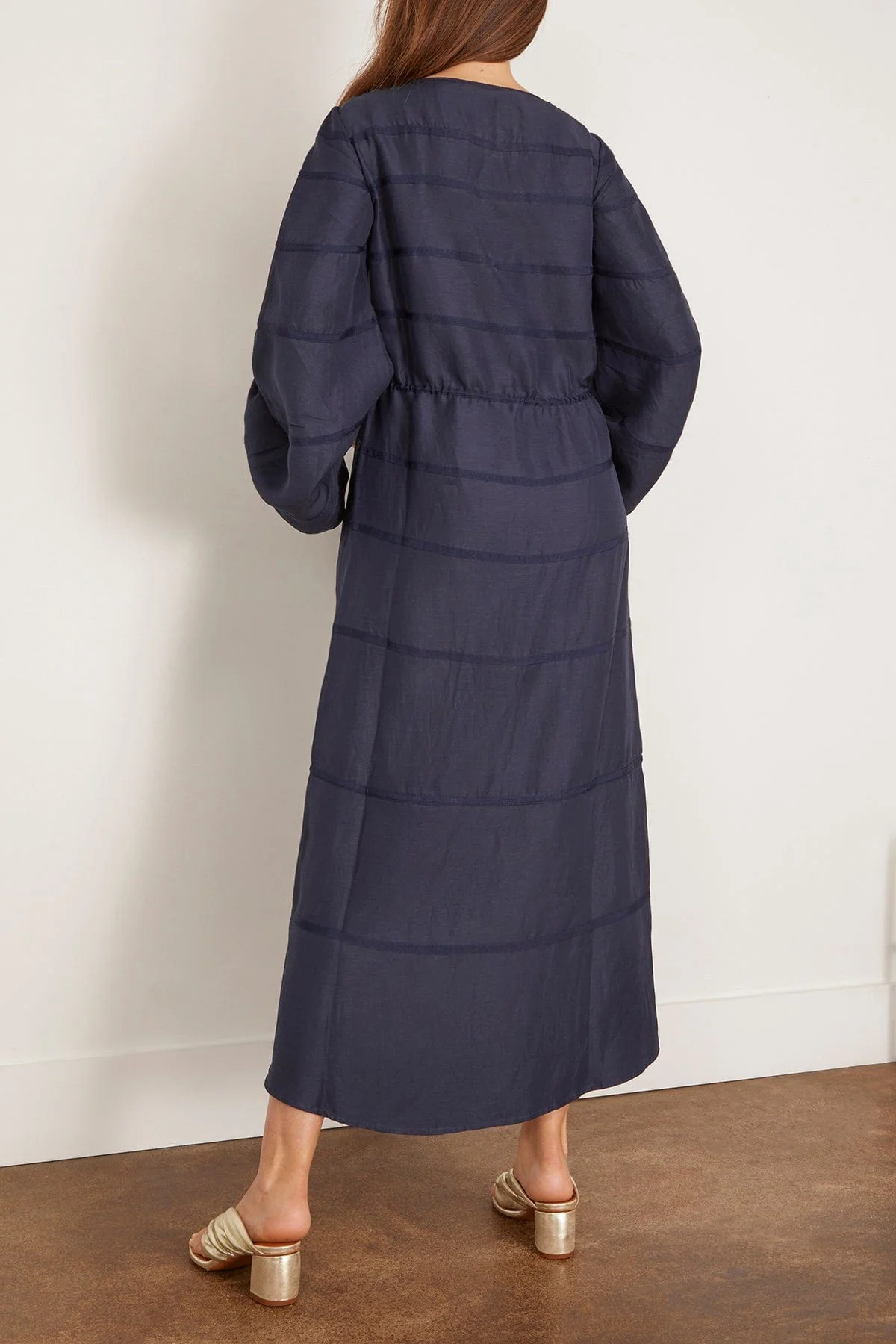 Ribbon Caftan Dress in Navy - Image 4