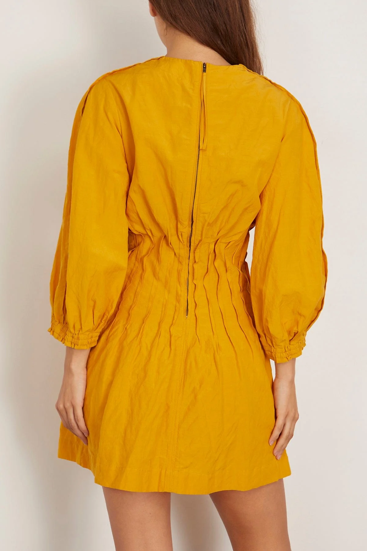 Rocca Pleat Mini Dress in Lemon Curry - Image 4