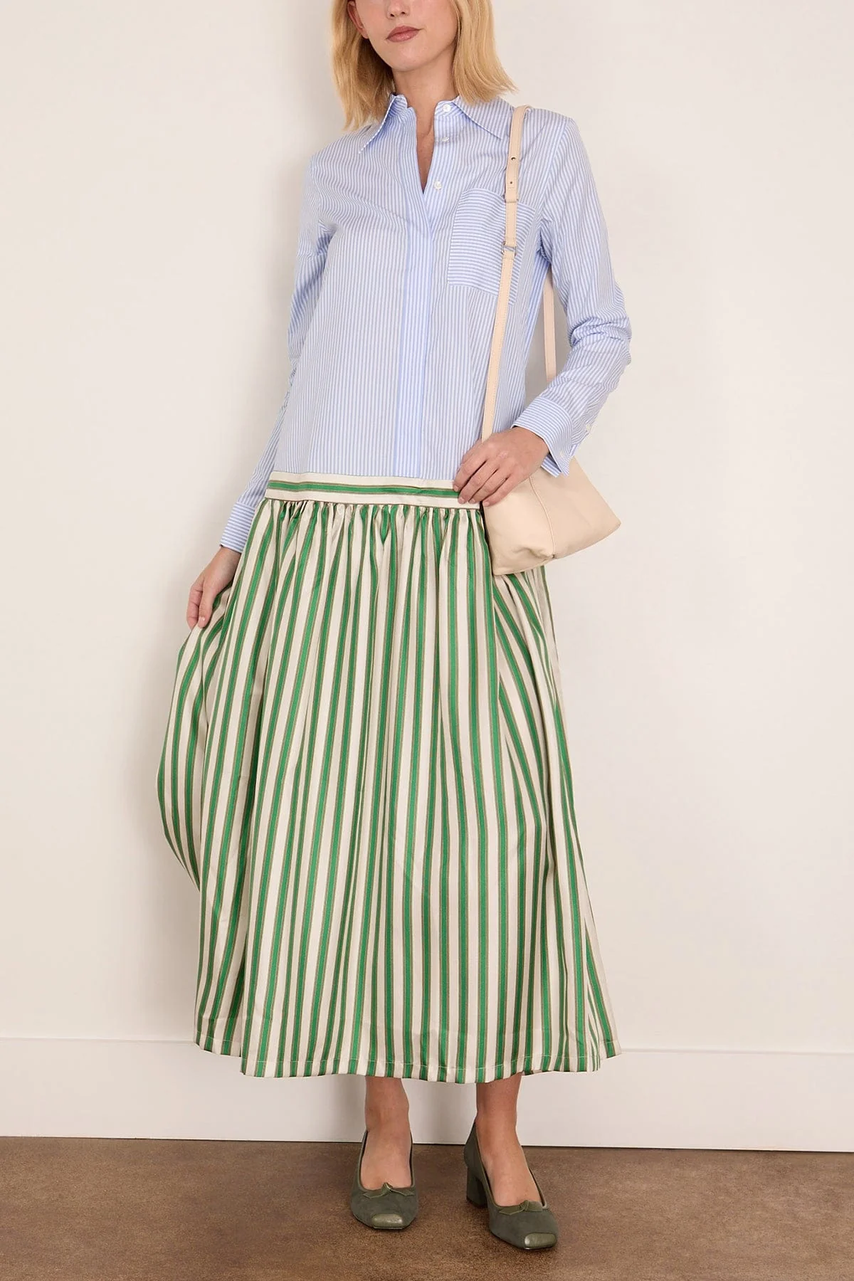 Rosalia Poplin Silk Twill Dress in Multi Stripes - Image 2