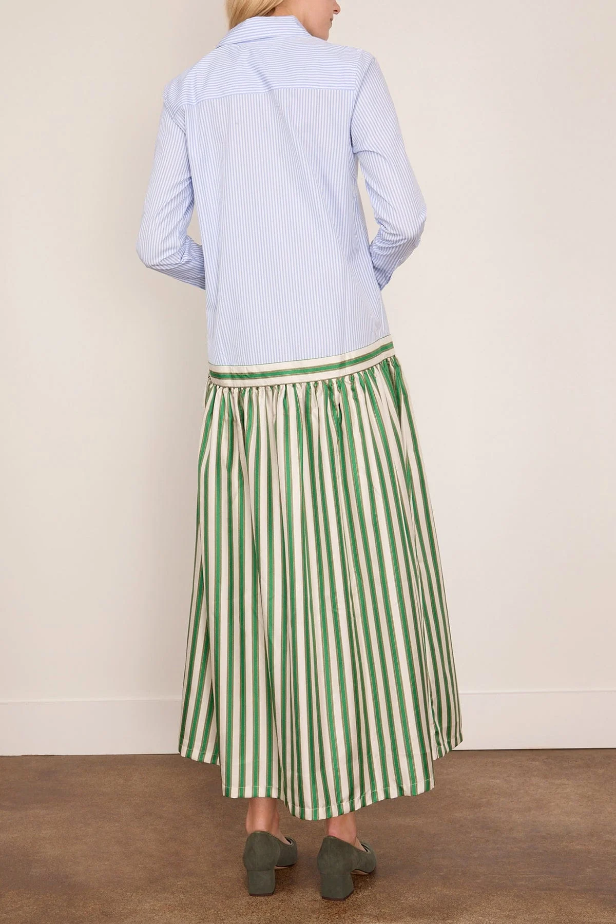 Rosalia Poplin Silk Twill Dress in Multi Stripes - Image 4