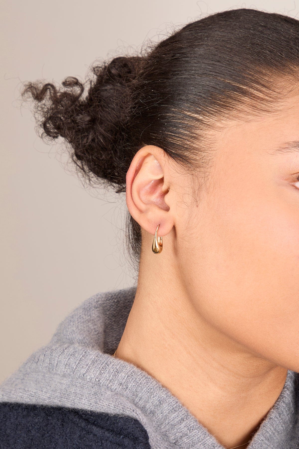 Roscida Drop Hoops in Gold - Image 2