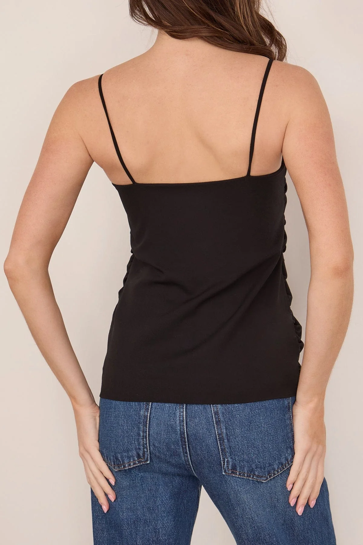 Ruched Frill Top in Black - Image 4