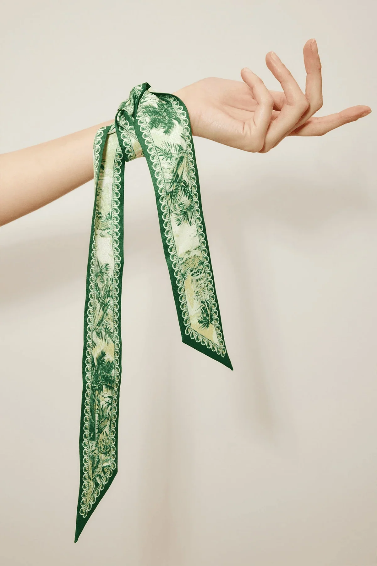 Sara Silk Twill Tie in Green - Image 2