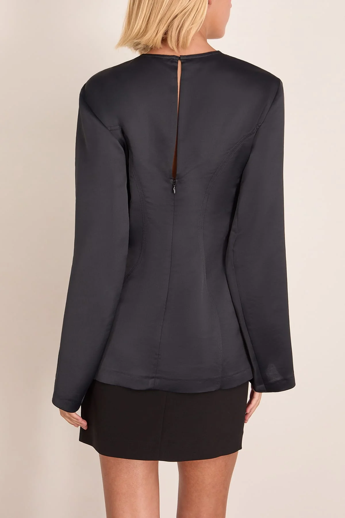 Sculpted Satin Blouse in Black - Image 4