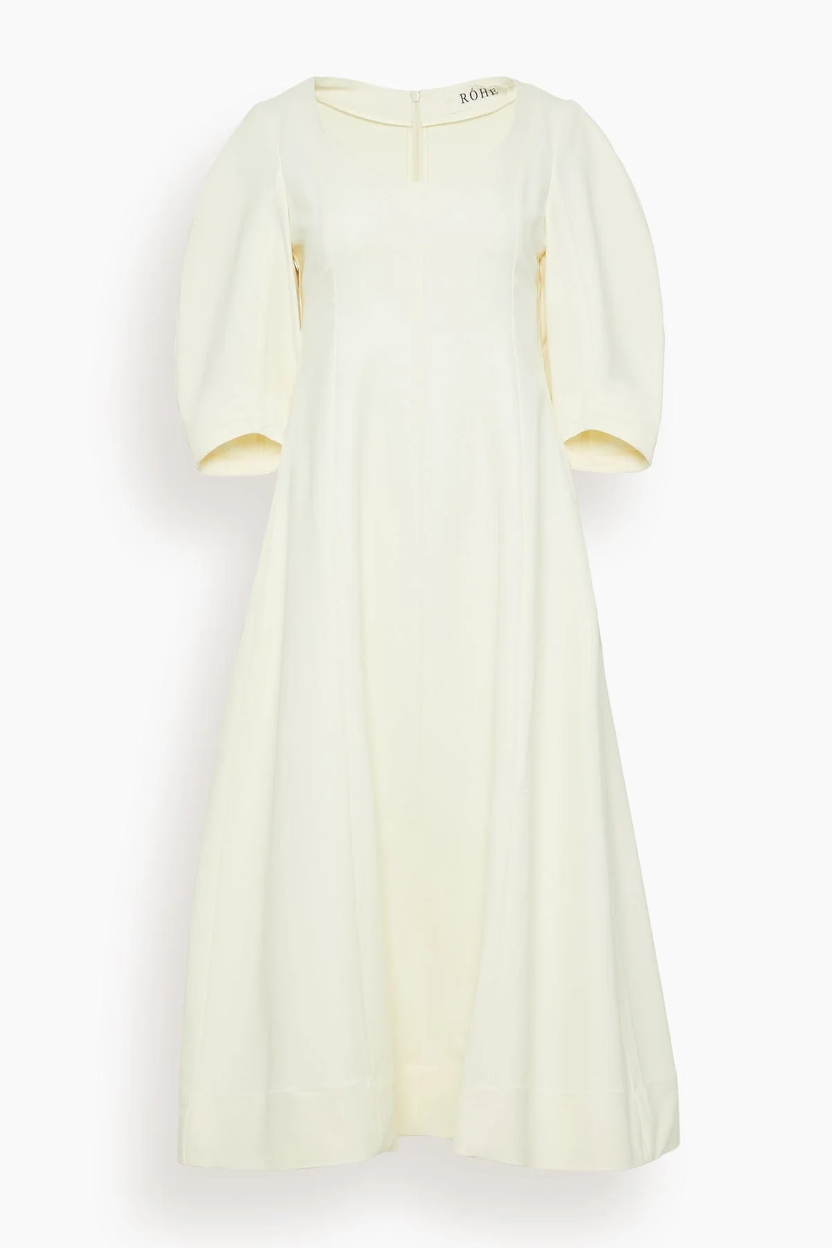 Sculptural Waisted Midi Dress in Off White