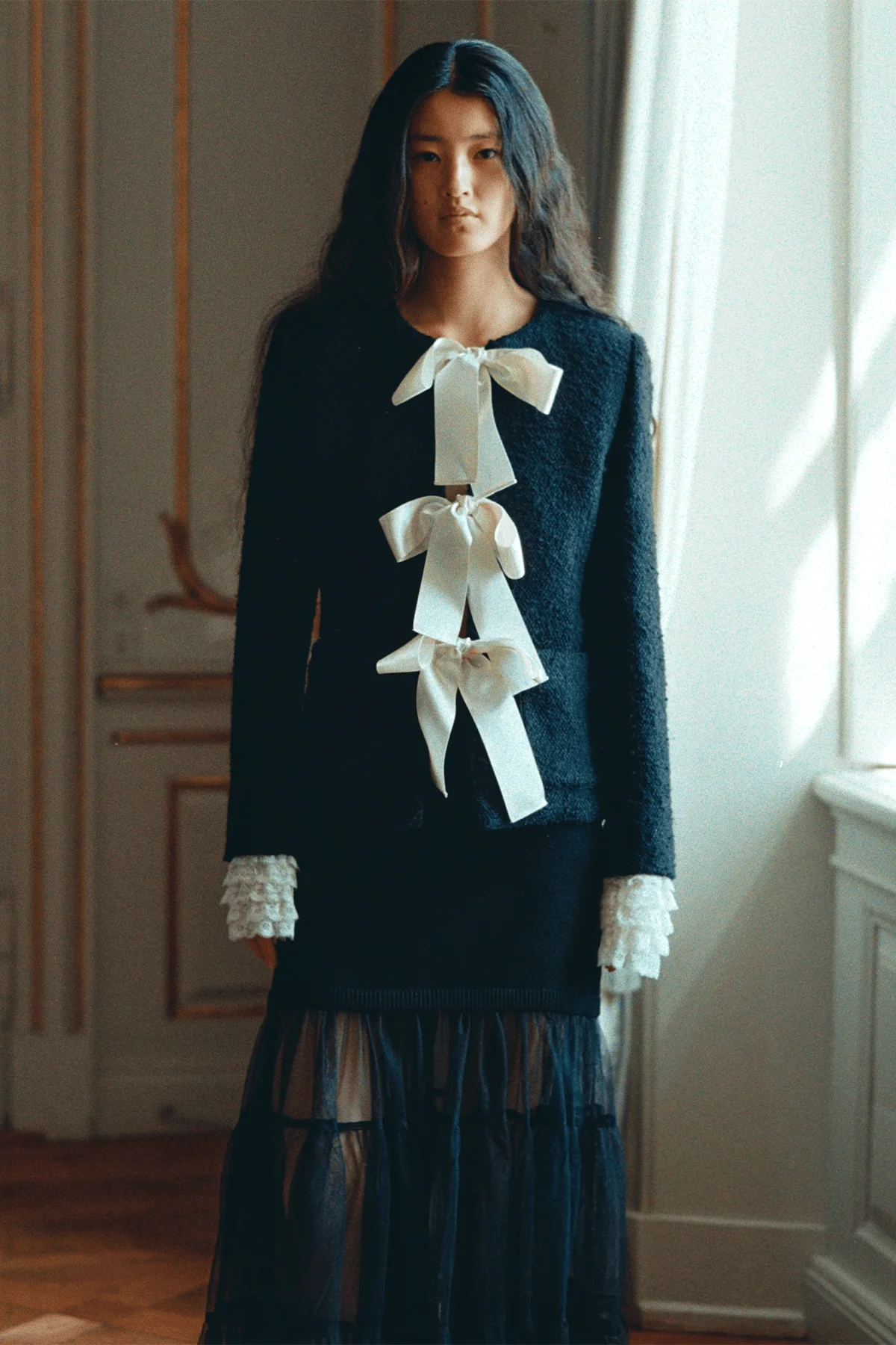 Seraphine Solid Bow Jacket in Black - Image 5