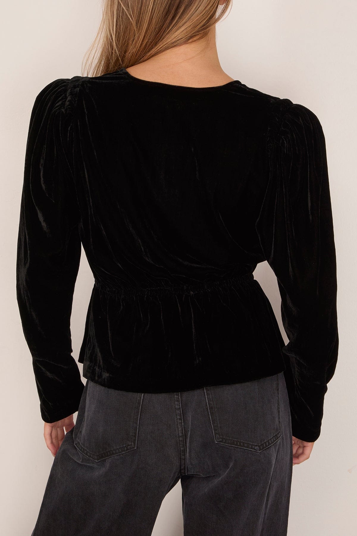 Seraphine Velvet Long Sleeve Top in Black - Image 4