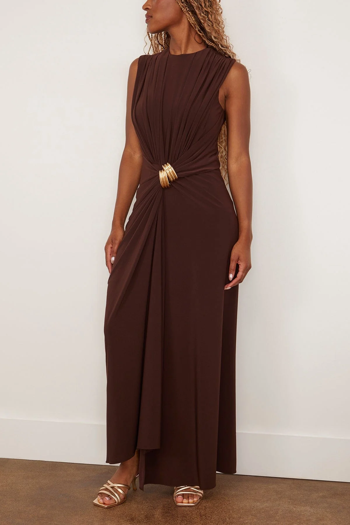 Serena V-Neck Dress in Espresso - Image 3