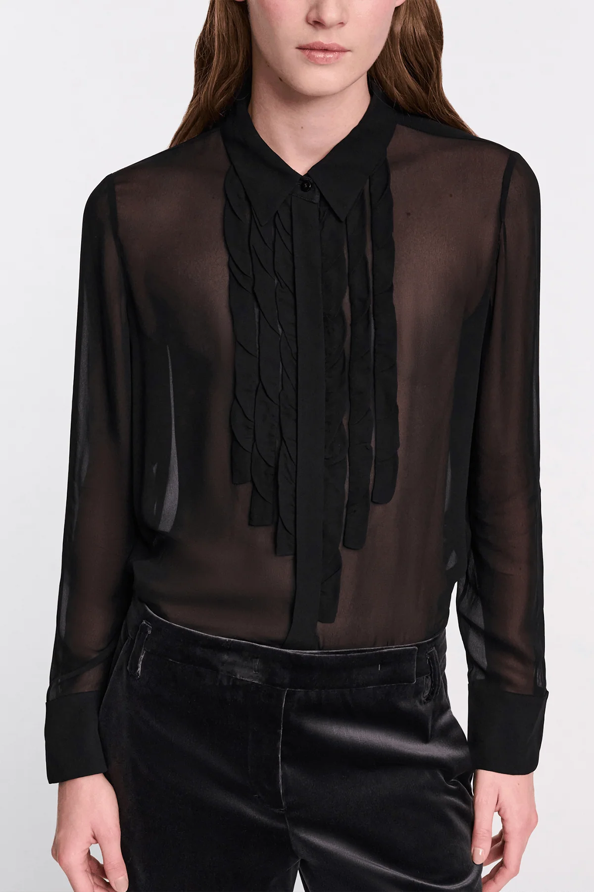 Sheer Twist Blouse in Pure Black - Image 3