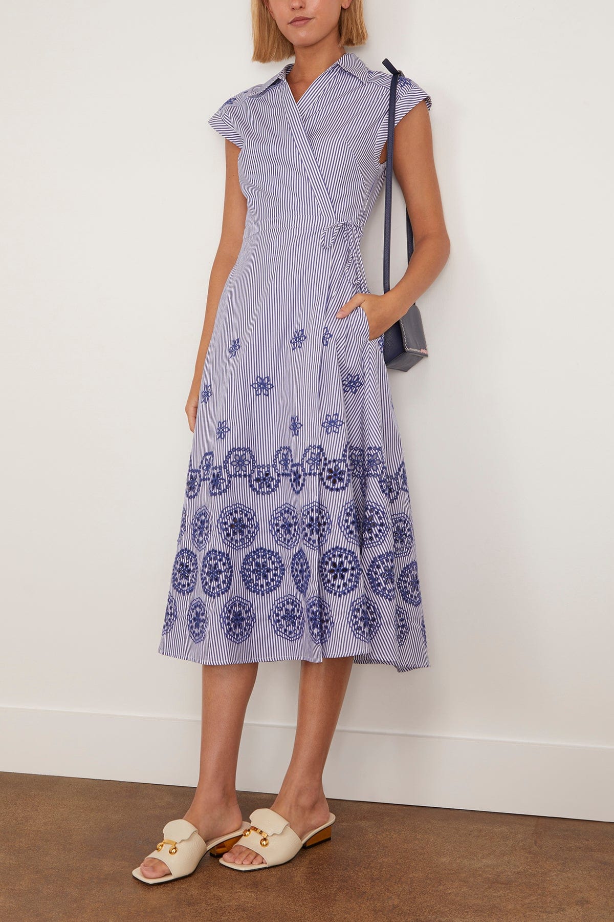 Shivon Dress in Blue/Optic White - Image 2