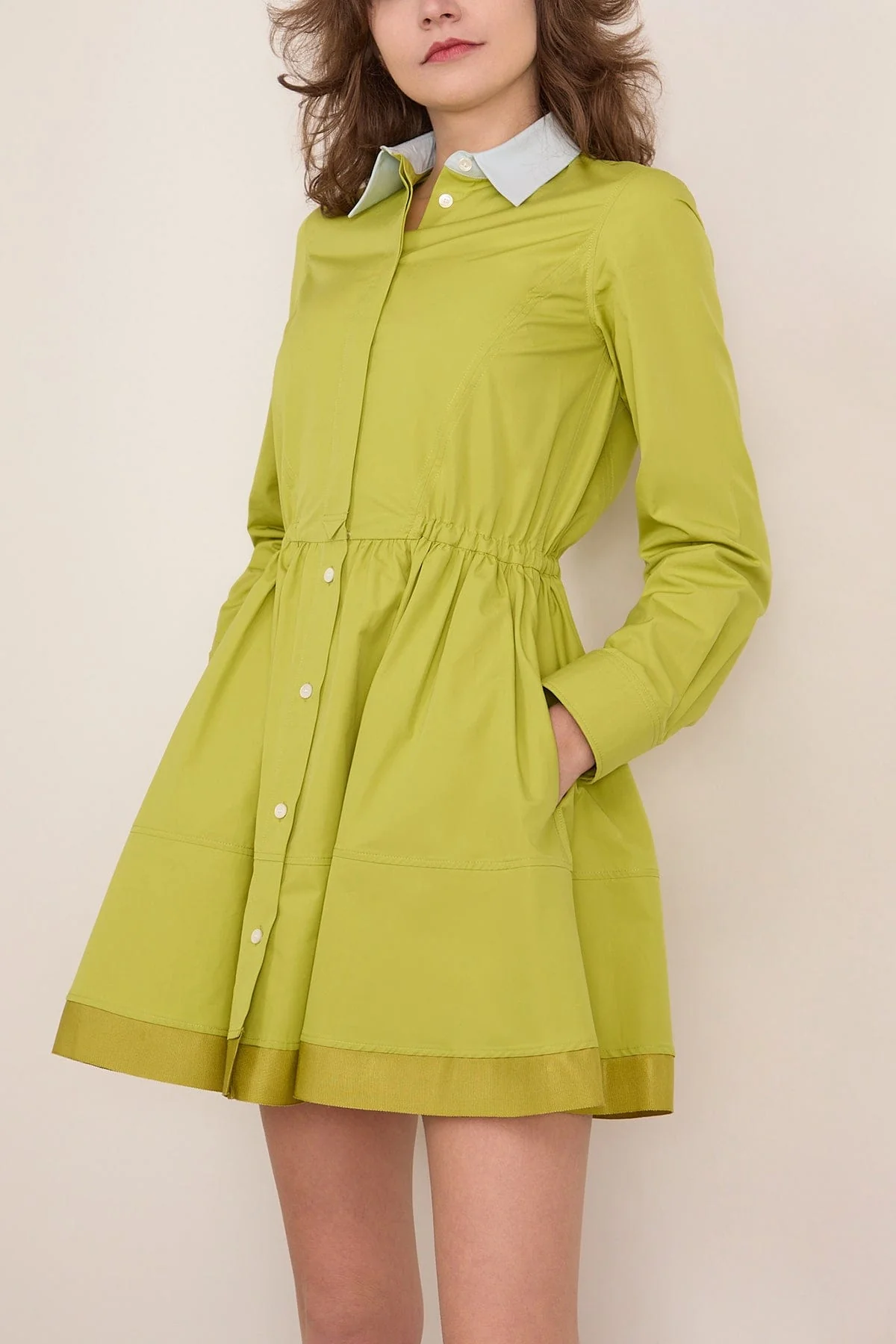 Short Shirt Dress in Absinth Green - Image 3