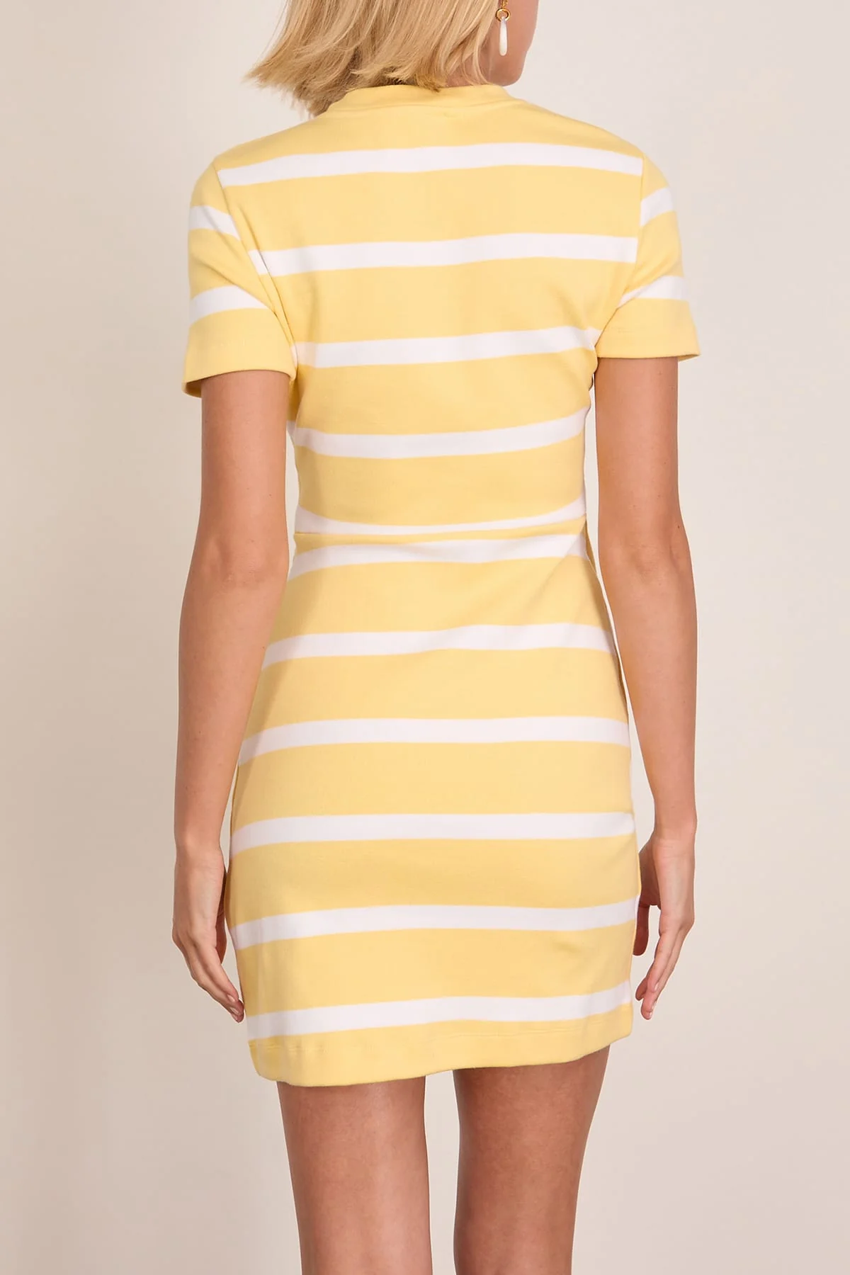 Short Sleeve Cody Dress in Lemon Meringue/White Wide Stripe - Image 4