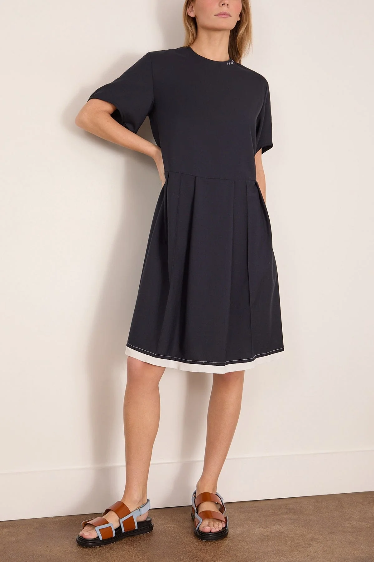 Short Sleeve Dress in Blue/Black - Image 3