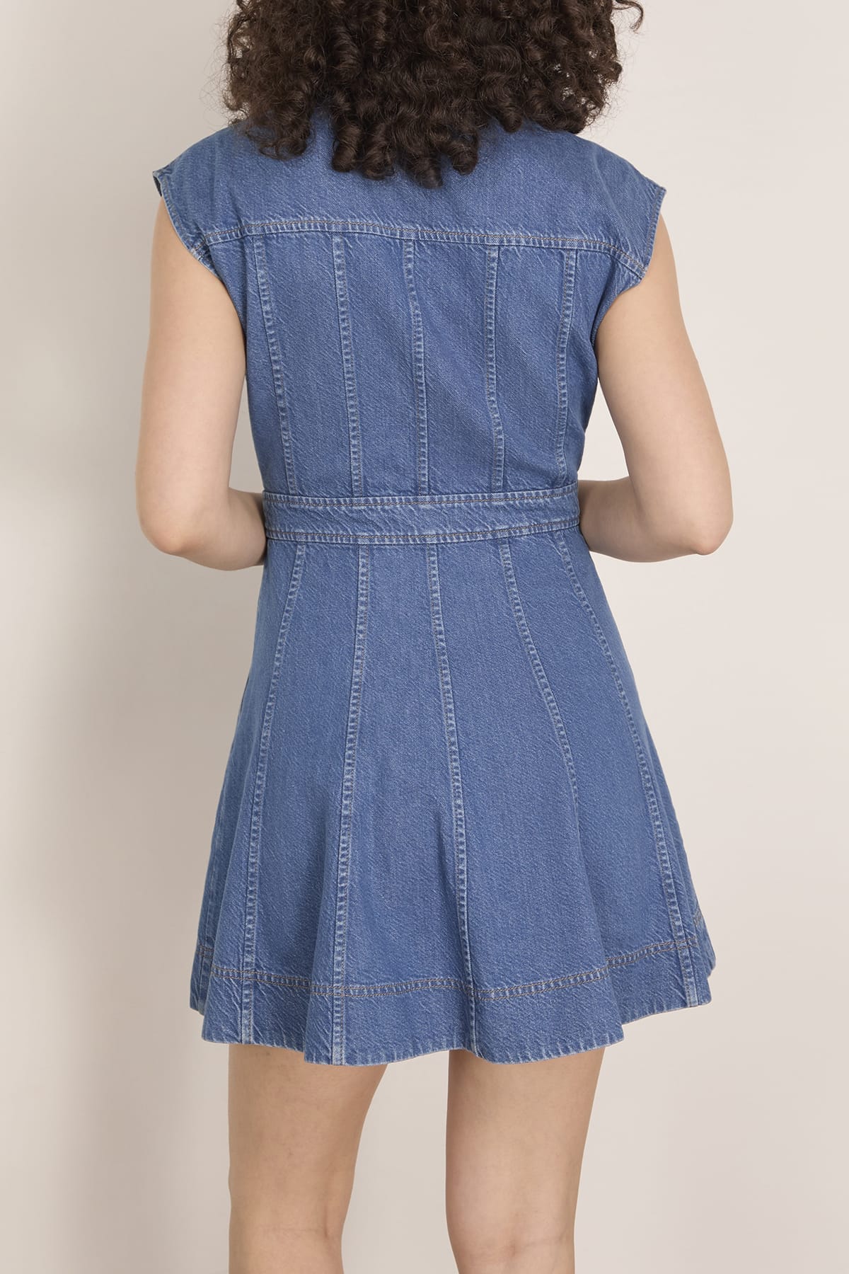 Short Sleeve Hailey Dress in Medium Indigo Blue - Image 4