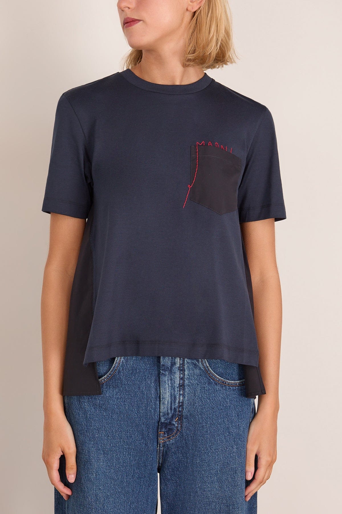 Short Sleeve Pocket Tee in Blue/Black - Image 3