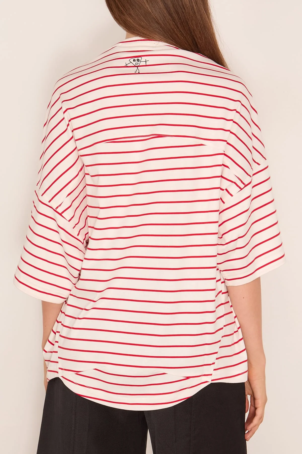 Short Sleeve T-Shirt in White/Red Stripe - Image 4