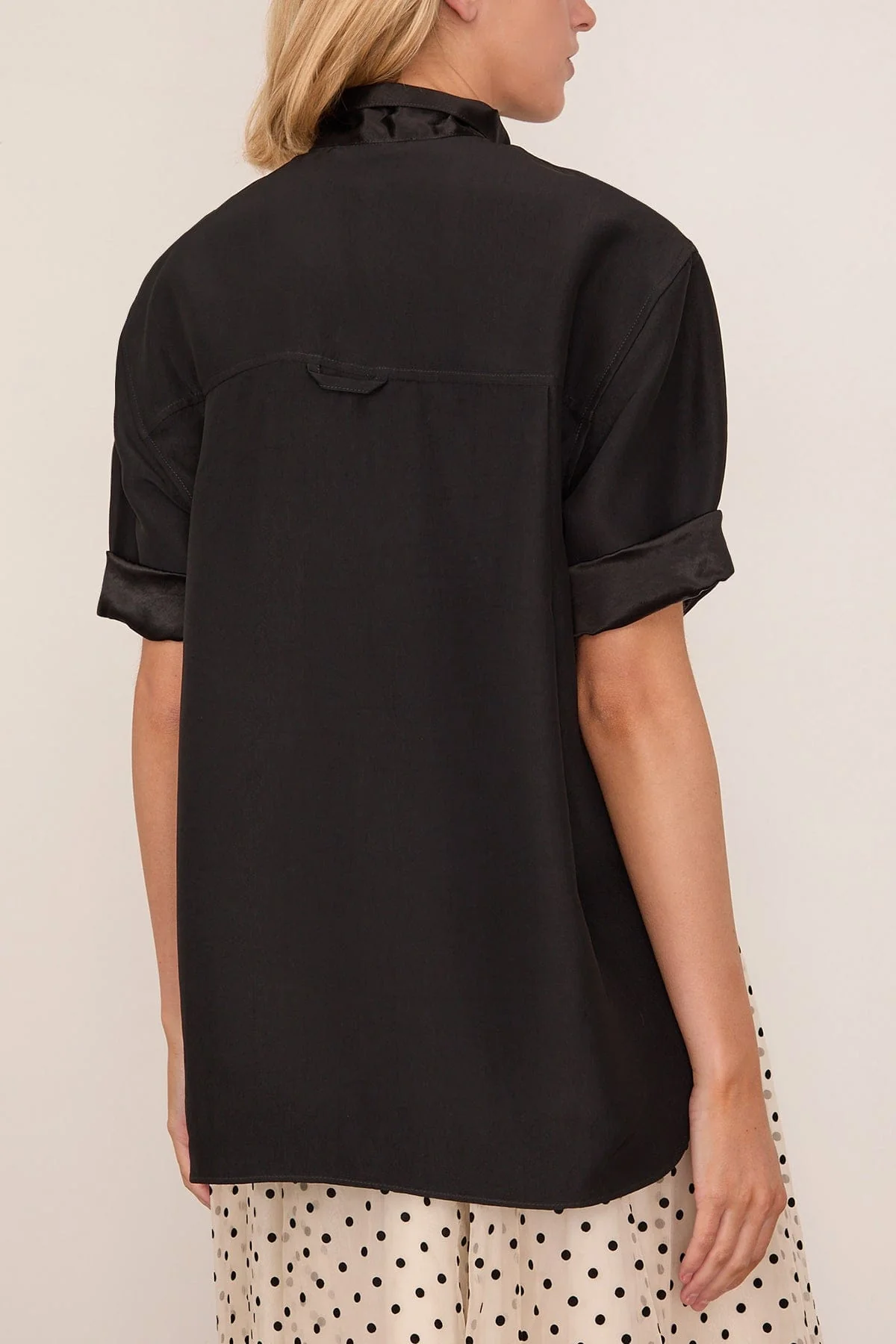 Short Sleeve Tie Shirt in Black - Image 4