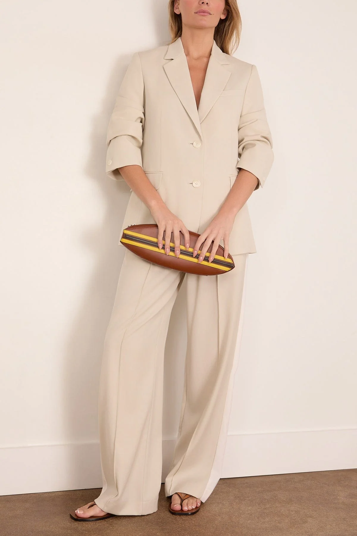 Siena Wool Side Stripe Pant in Ivory - Image 2