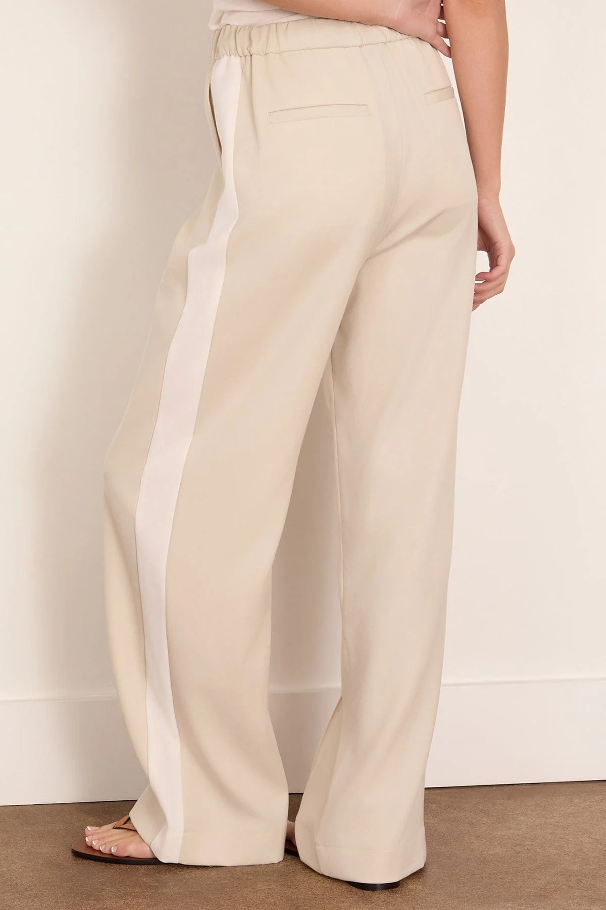 Siena Wool Side Stripe Pant in Ivory - Image 4