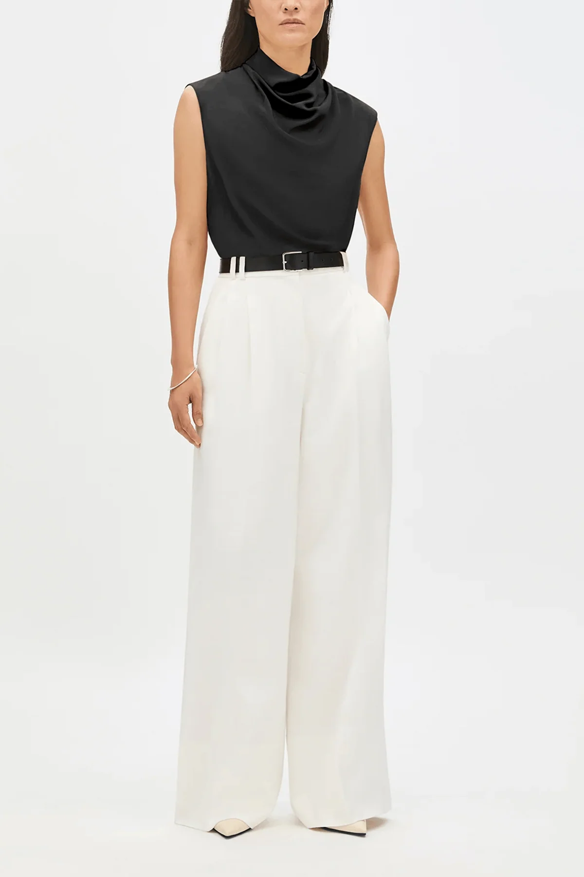 Silk Draped Top in Black - Image 2