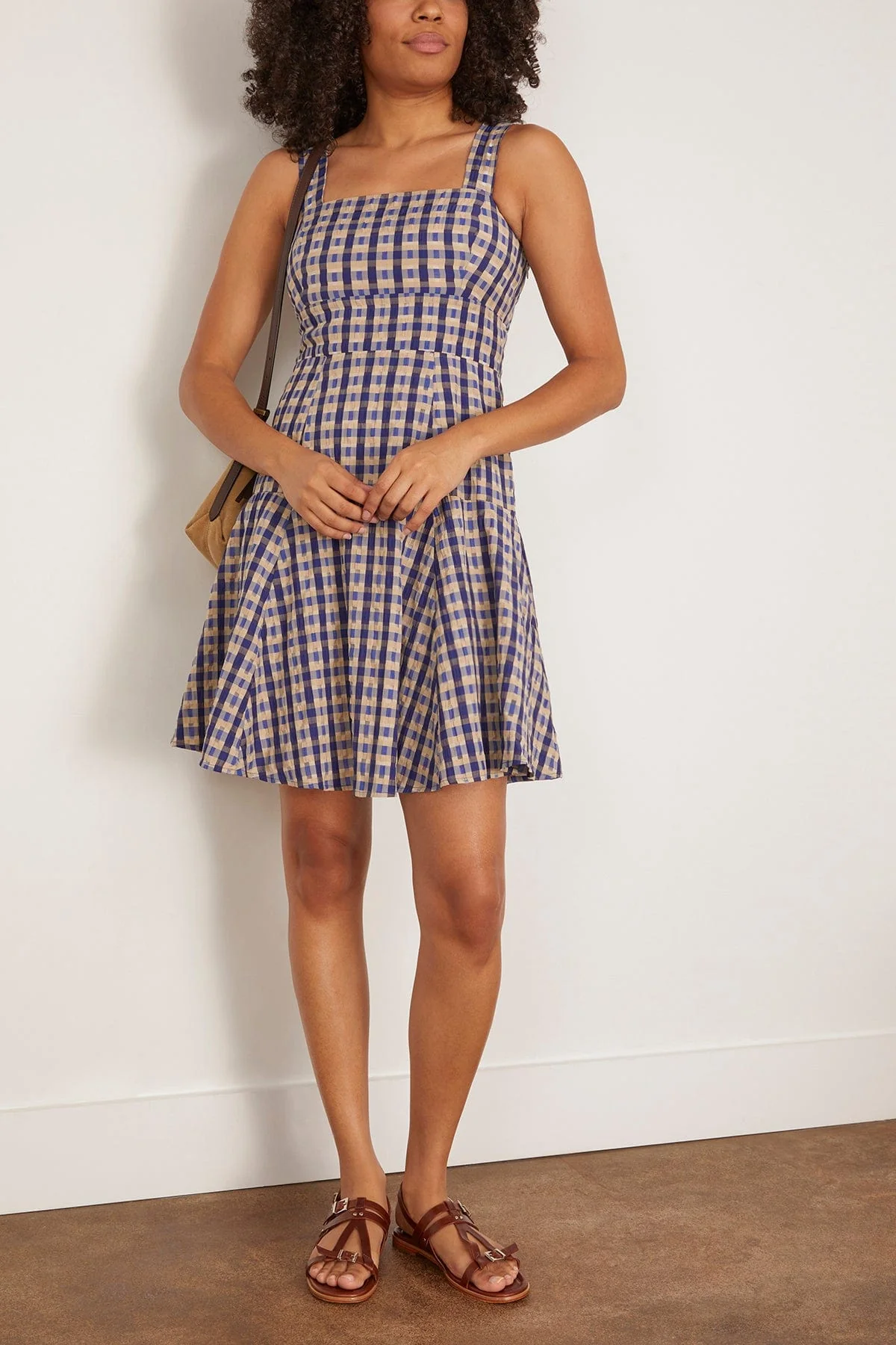 Skater Dress in Navy Check - Image 2
