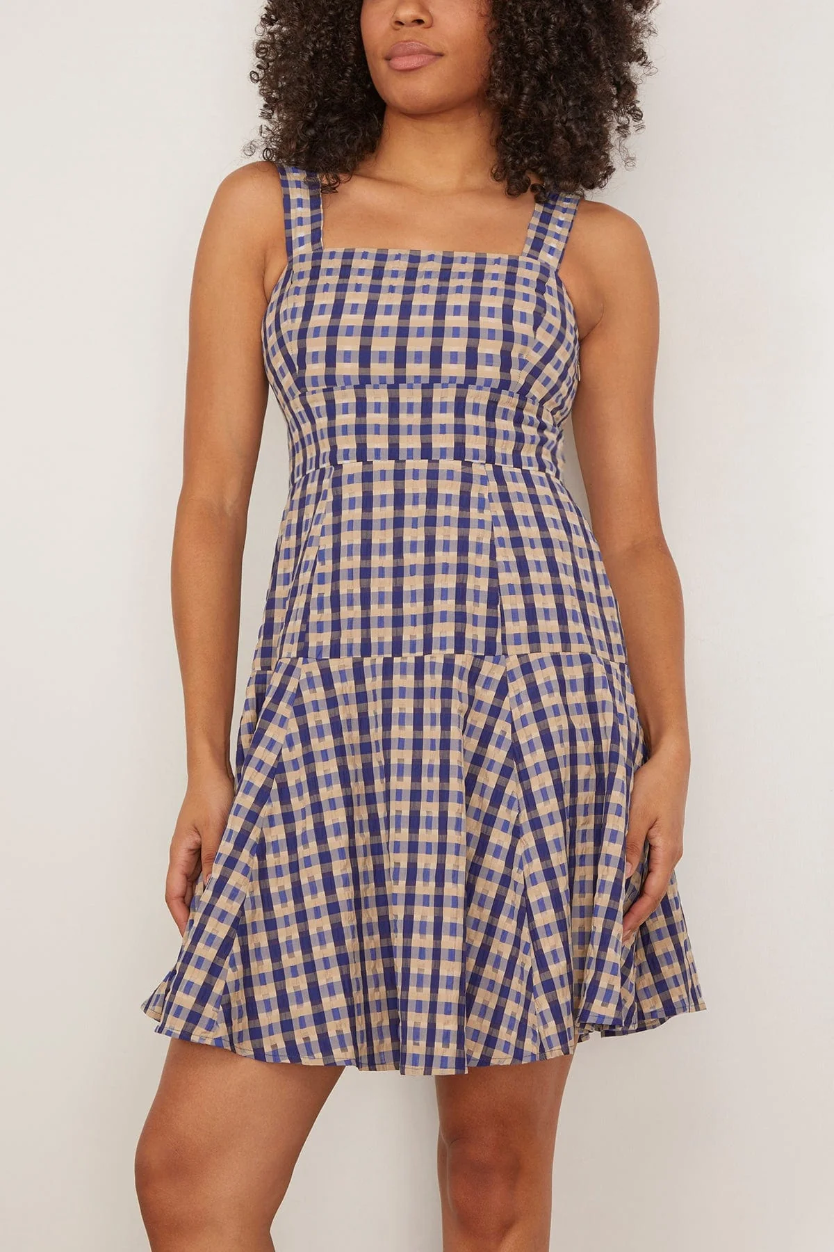 Skater Dress in Navy Check - Image 3