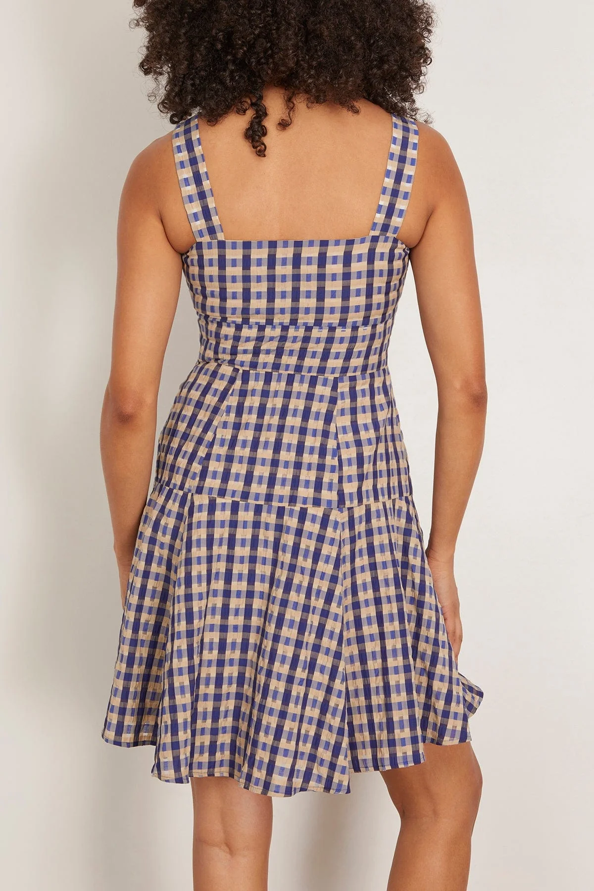 Skater Dress in Navy Check - Image 4