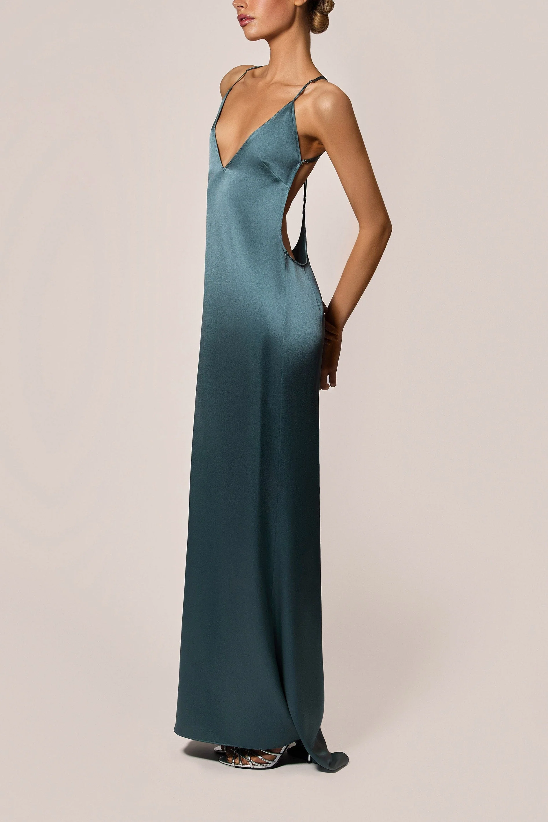 Soie T-Back Gown in Tempete - Image 3