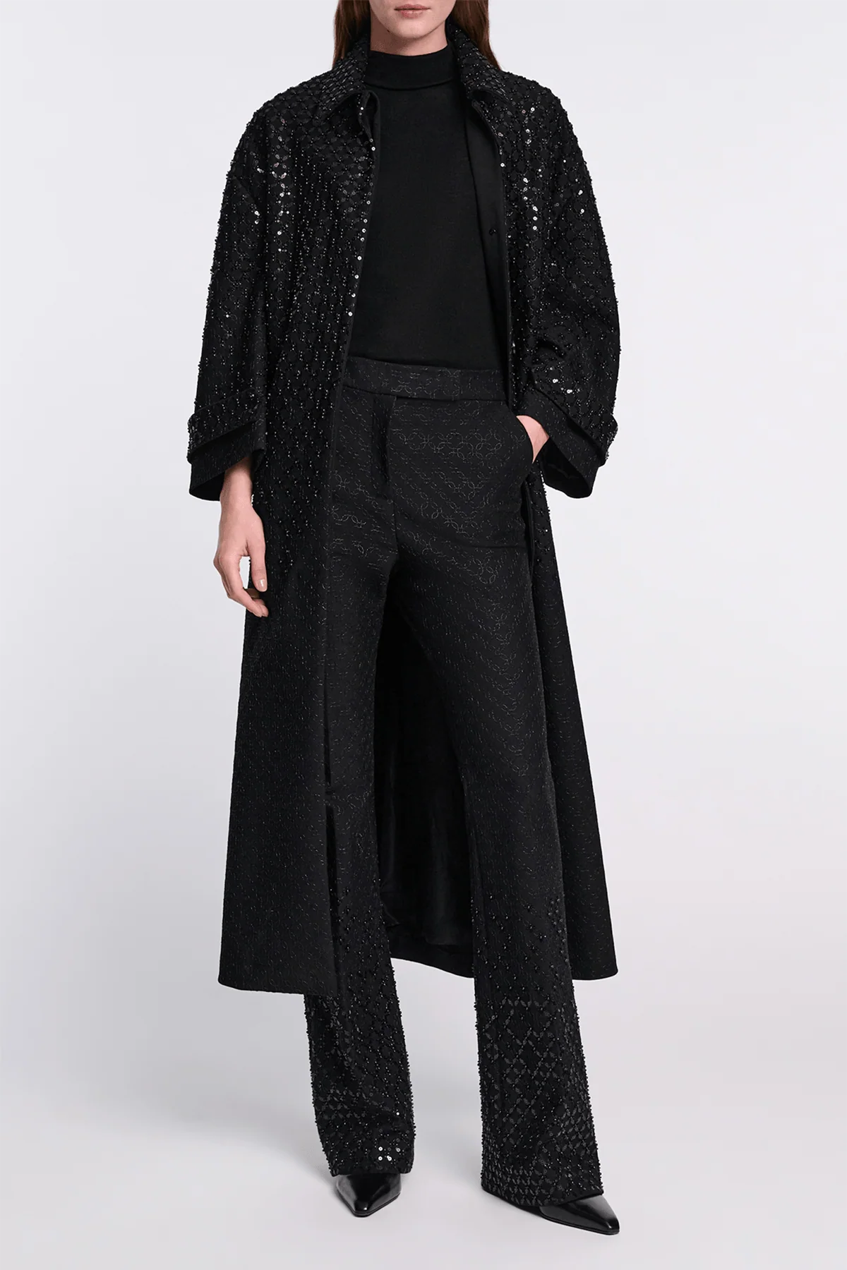 Sparkling Emotions Coat in Pure Black - Image 2