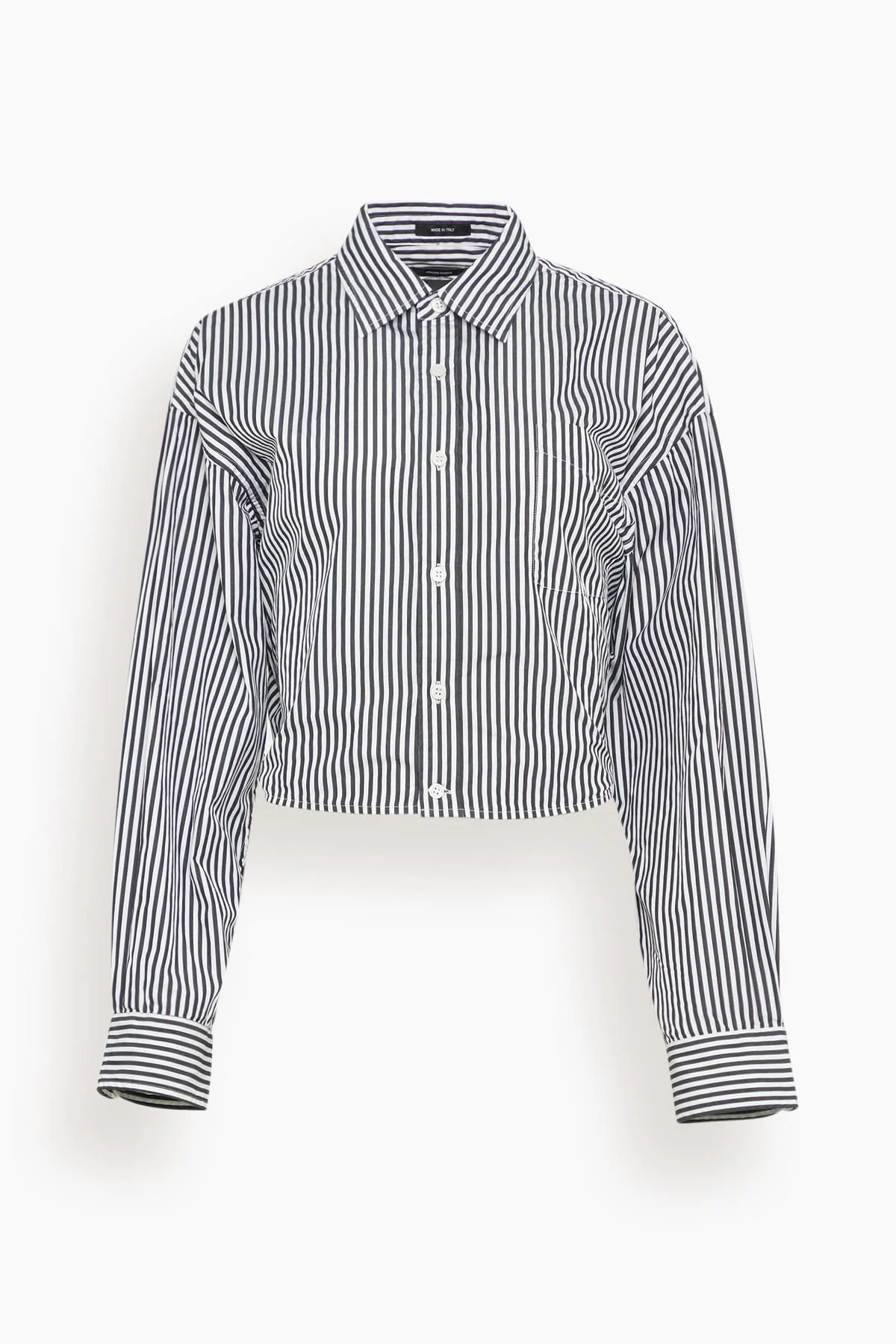 Split Hem Boyfriend Shirt in Black and White Stripe