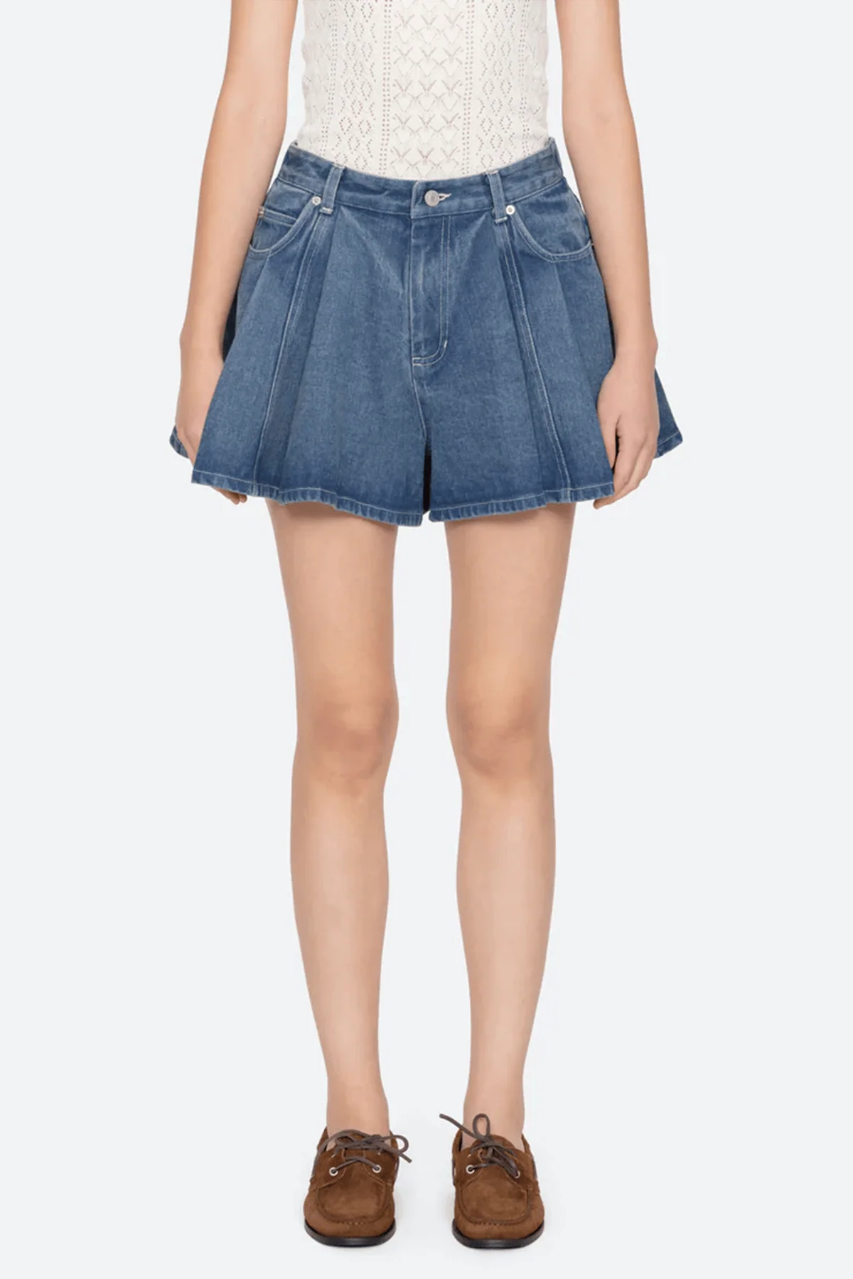 Stasia Denim Jean Shorts in Blue - Image 3