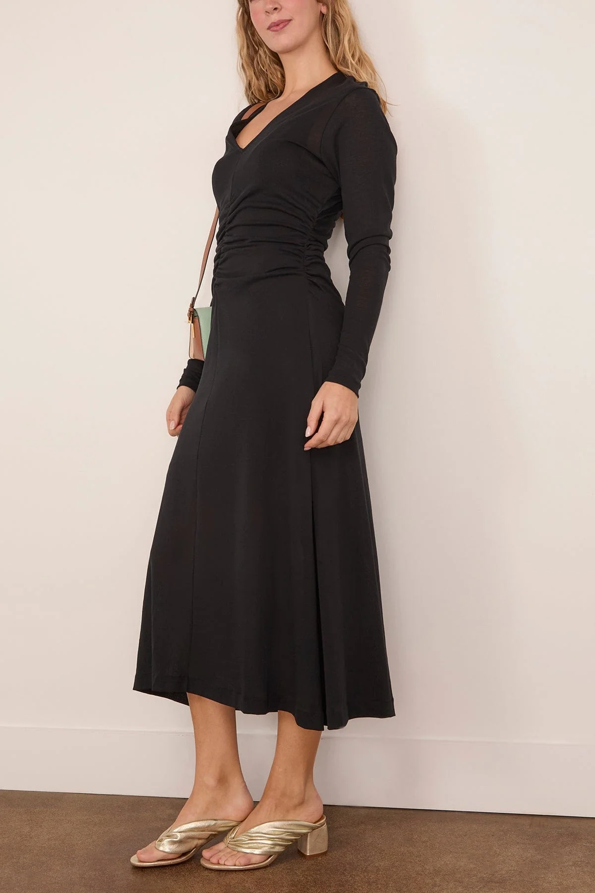 Steep V-Neck Dress in Black - Image 2