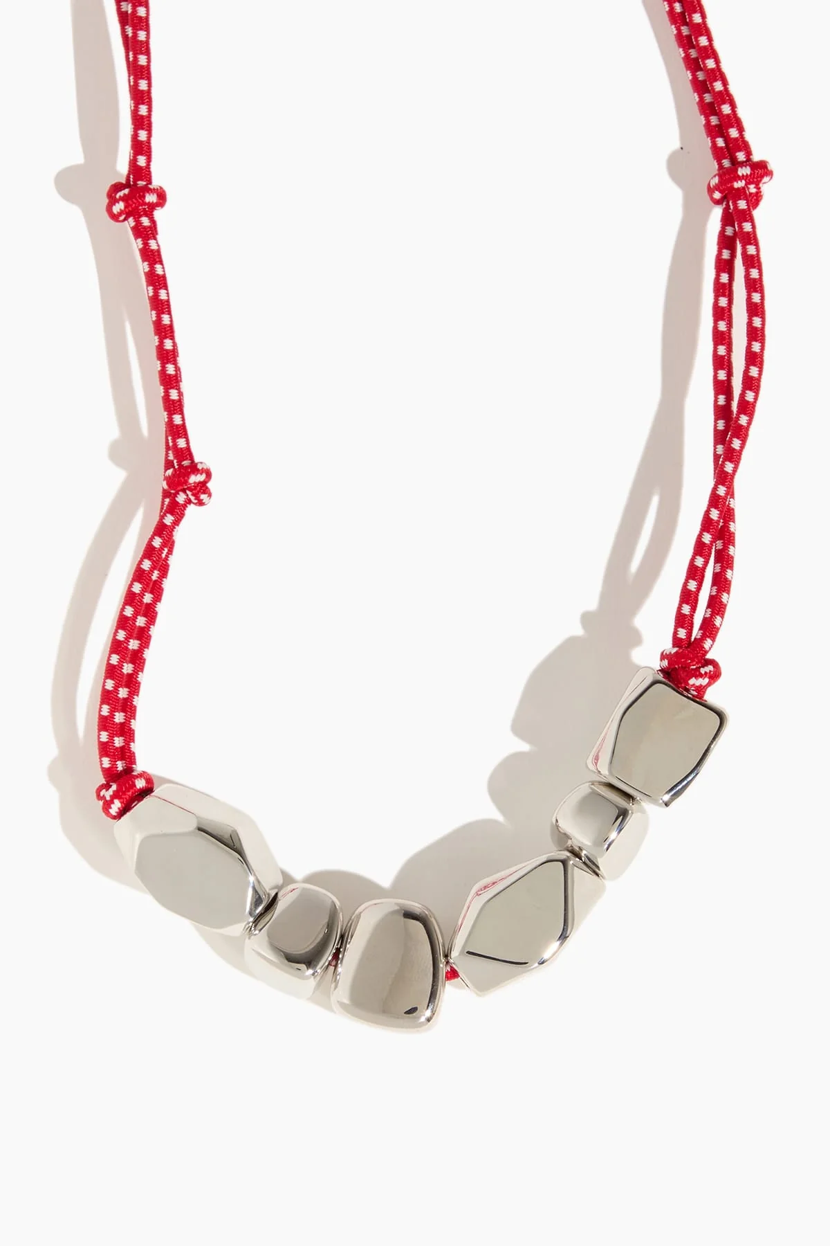 Stone Cord Necklace in Red Nickel